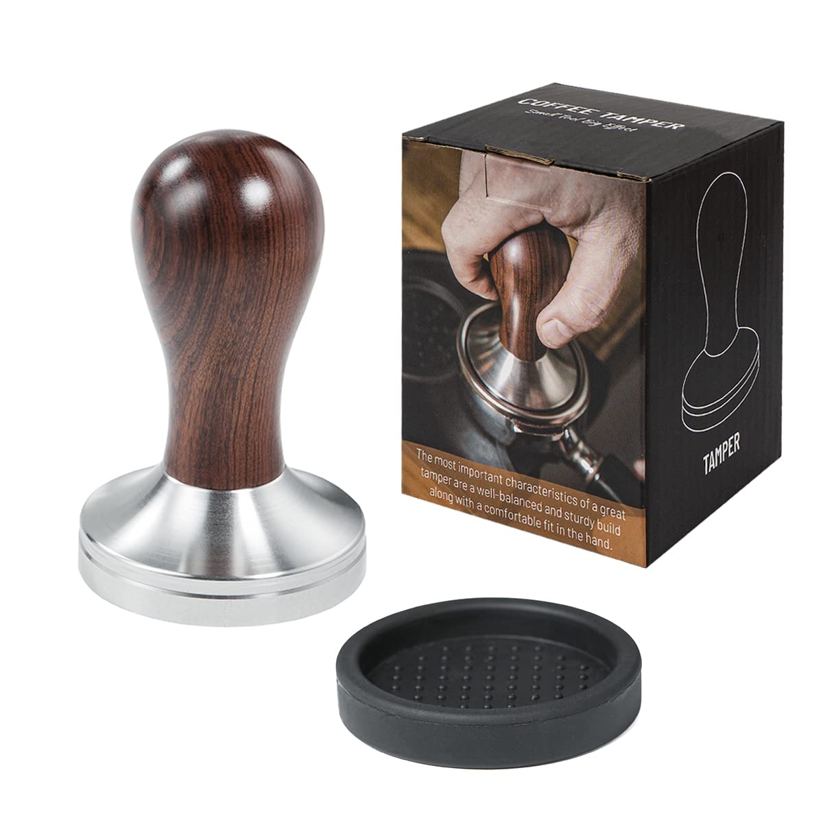 58mm Stainless Tamper with Wooden Handle