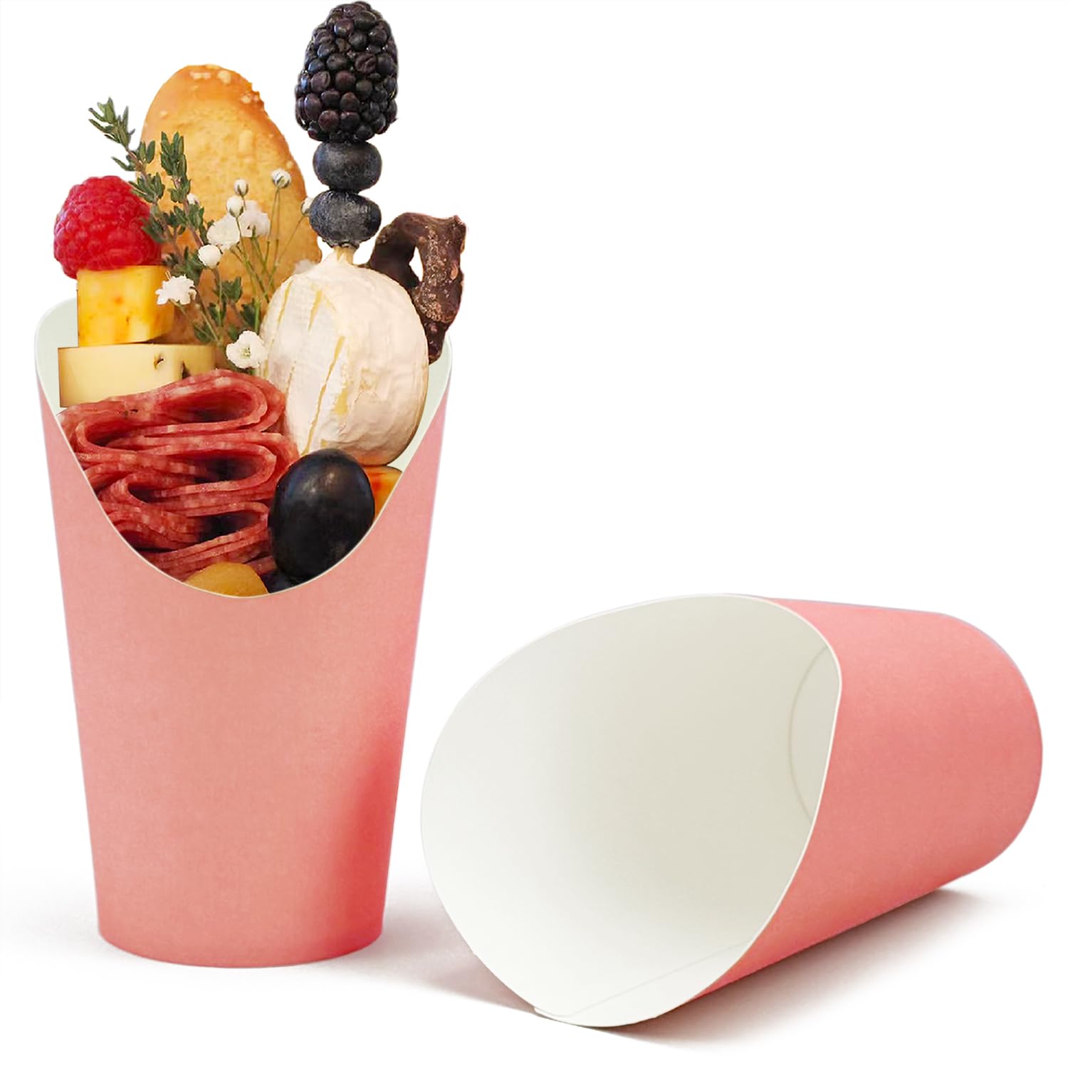 CAMKYDE 12 oz Paper Fry Holder Cups (Pink)