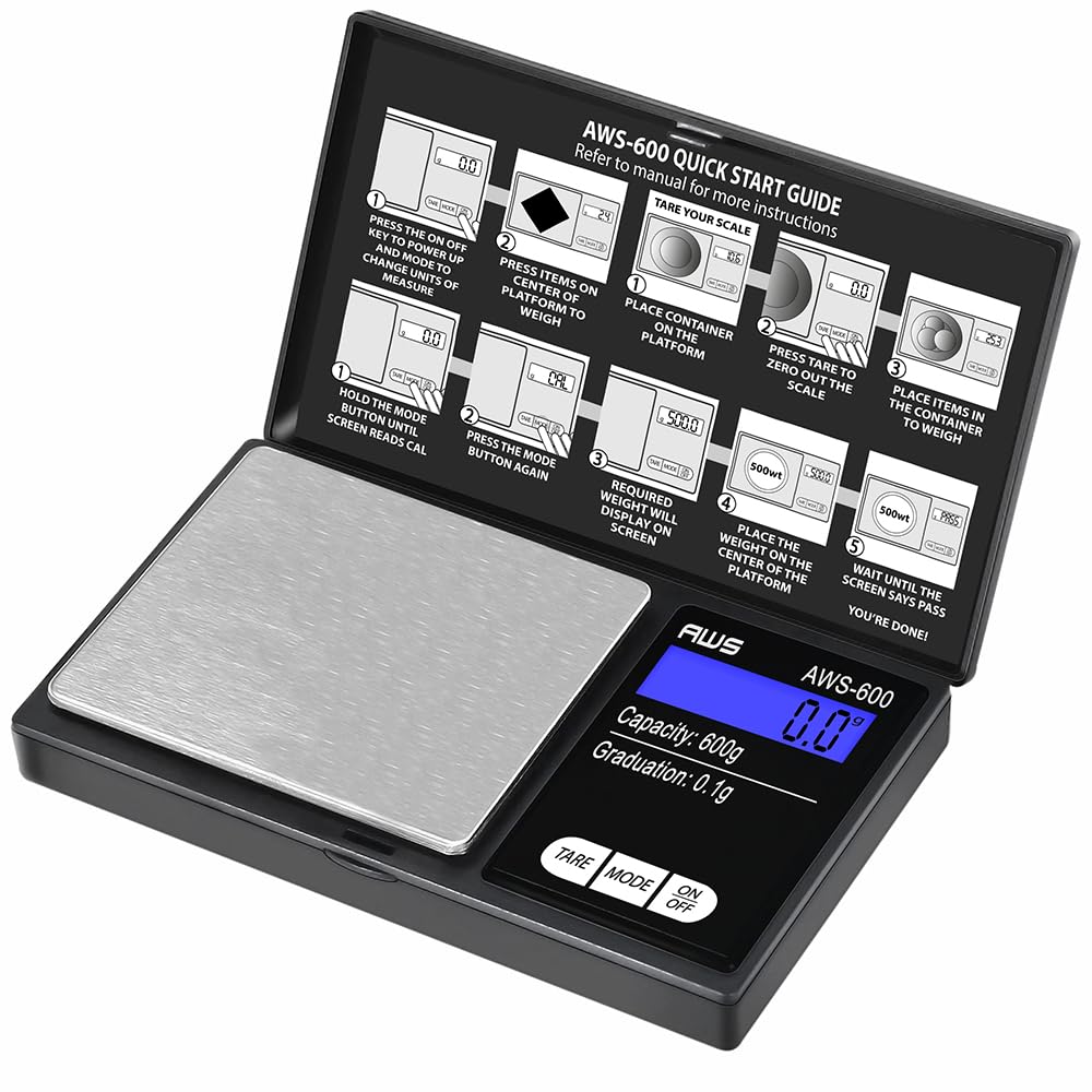 American Weigh Scales Digital Pocket Scale 600g x 0.1g with 10-Year Warranty