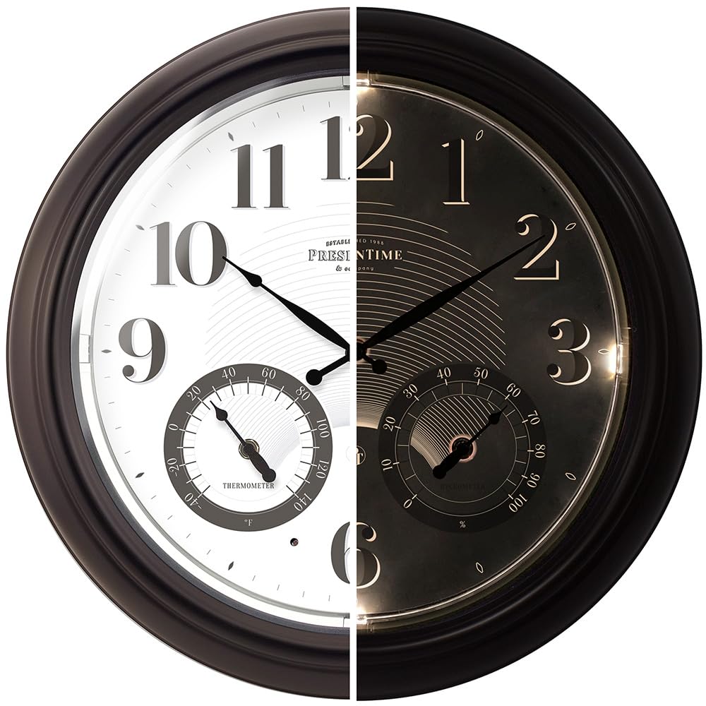 Presentime & Co 18-Inch Illuminated Outdoor Clock