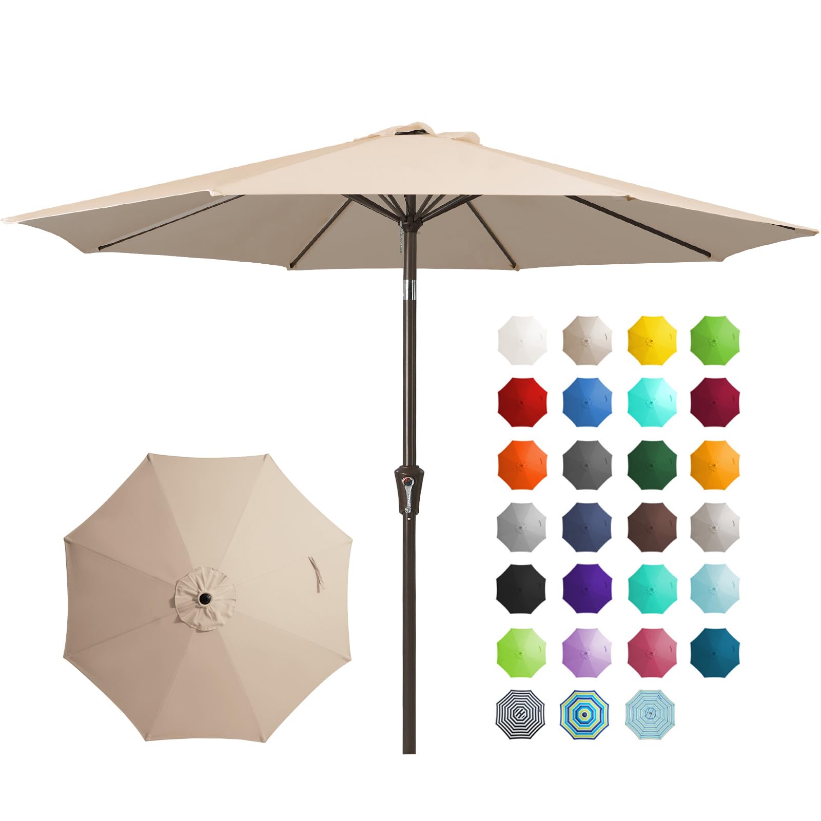 JEAREY 9FT Outdoor Patio Umbrella — Beige