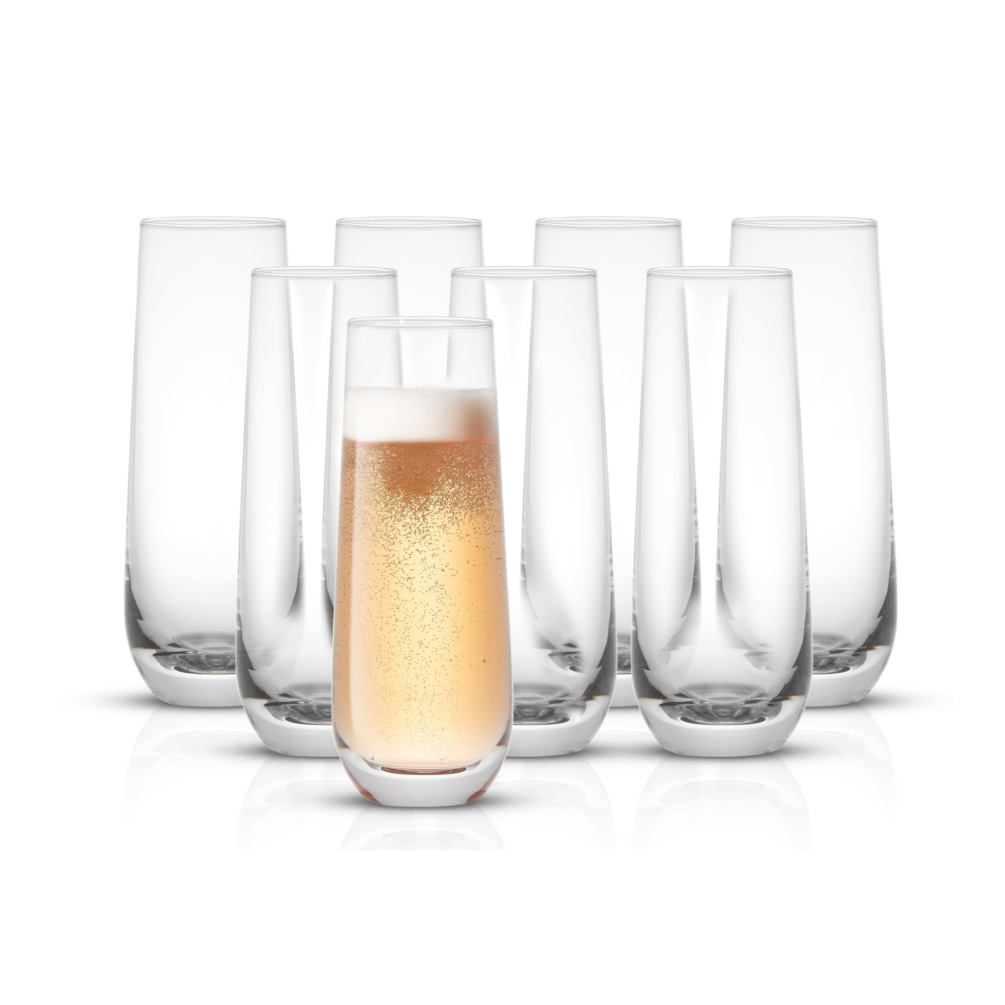 JoyJolt Milo Stemless Champagne Flutes Set of 8 (9.5oz)