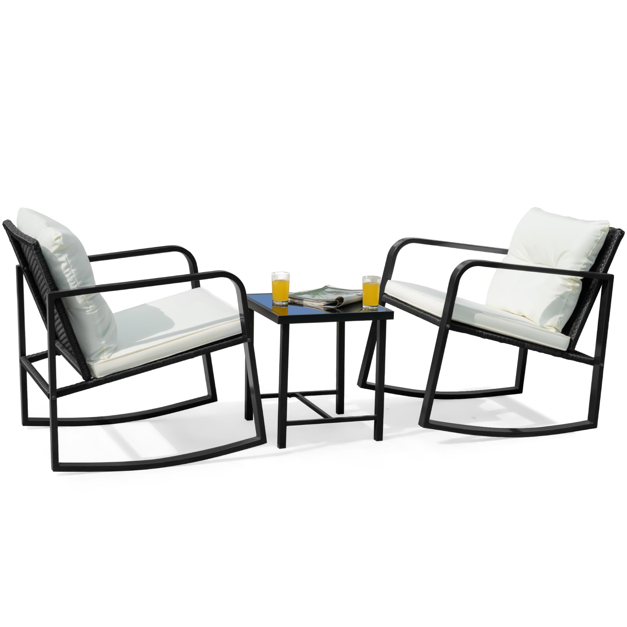 Flamaker Wicker 3-Piece Rocking Bistro Set