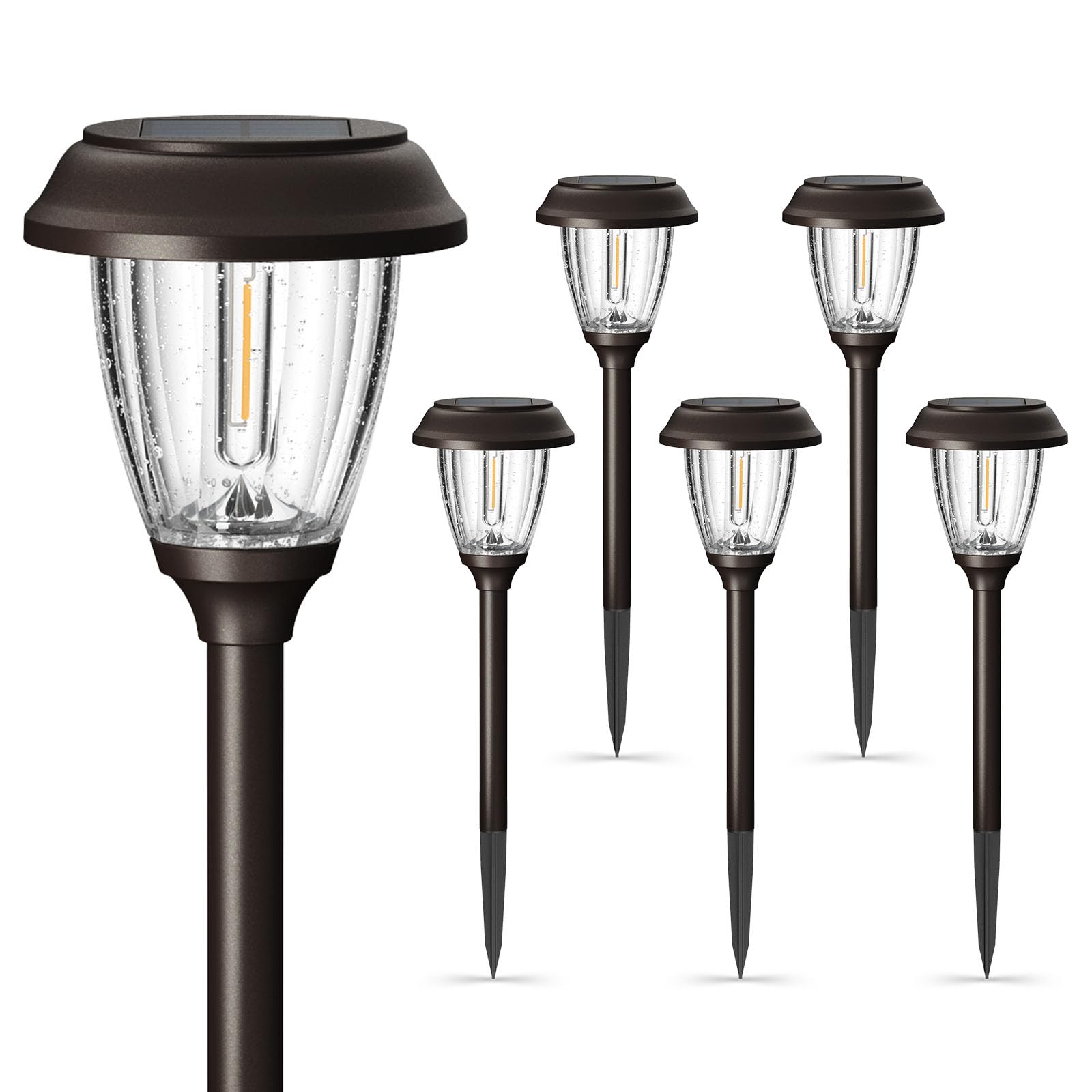 XMCOSY+ Glass & Stainless Steel Solar Pathway Lights