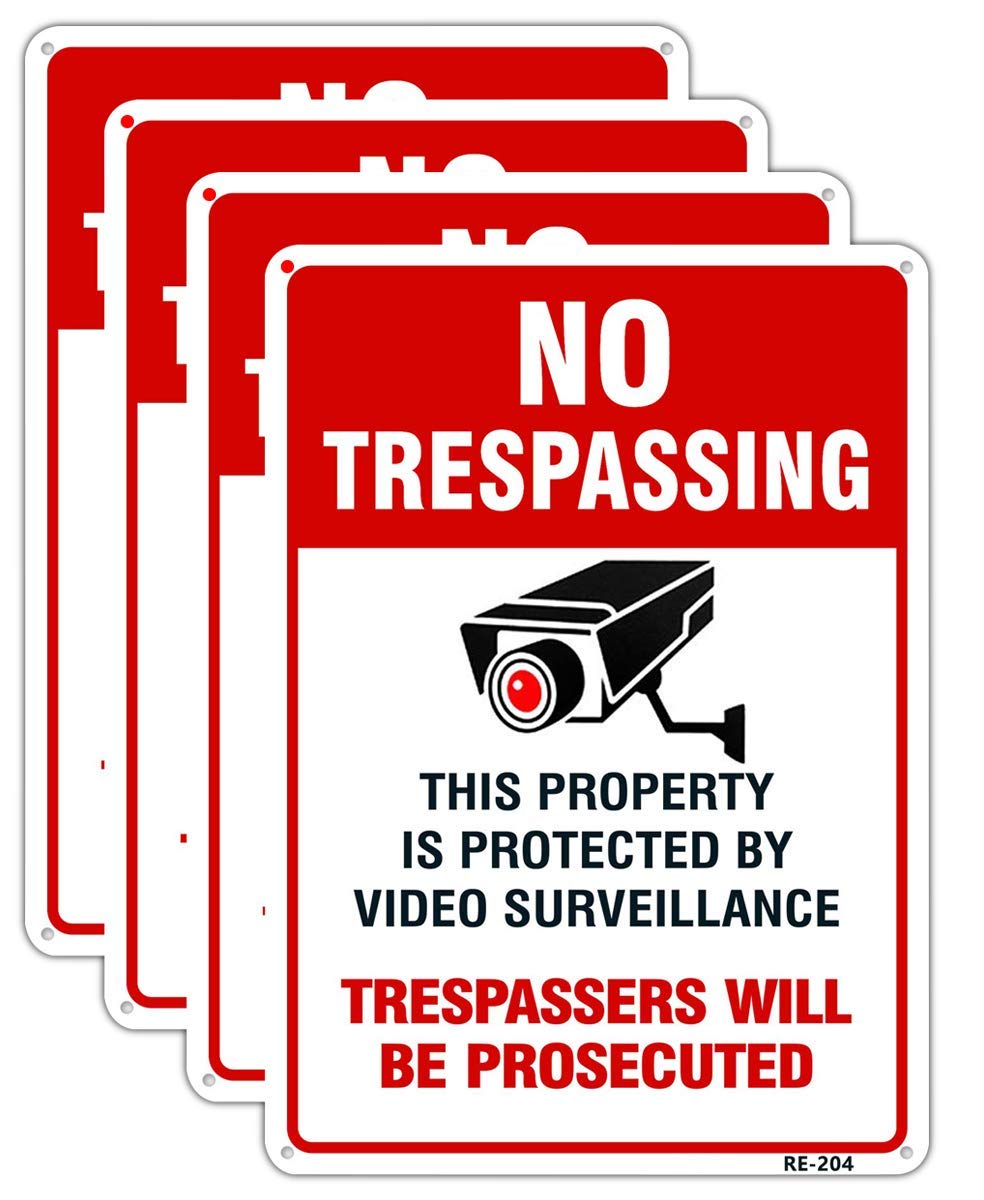 Video Surveillance No Trespassing Aluminum Sign (4-Pack)