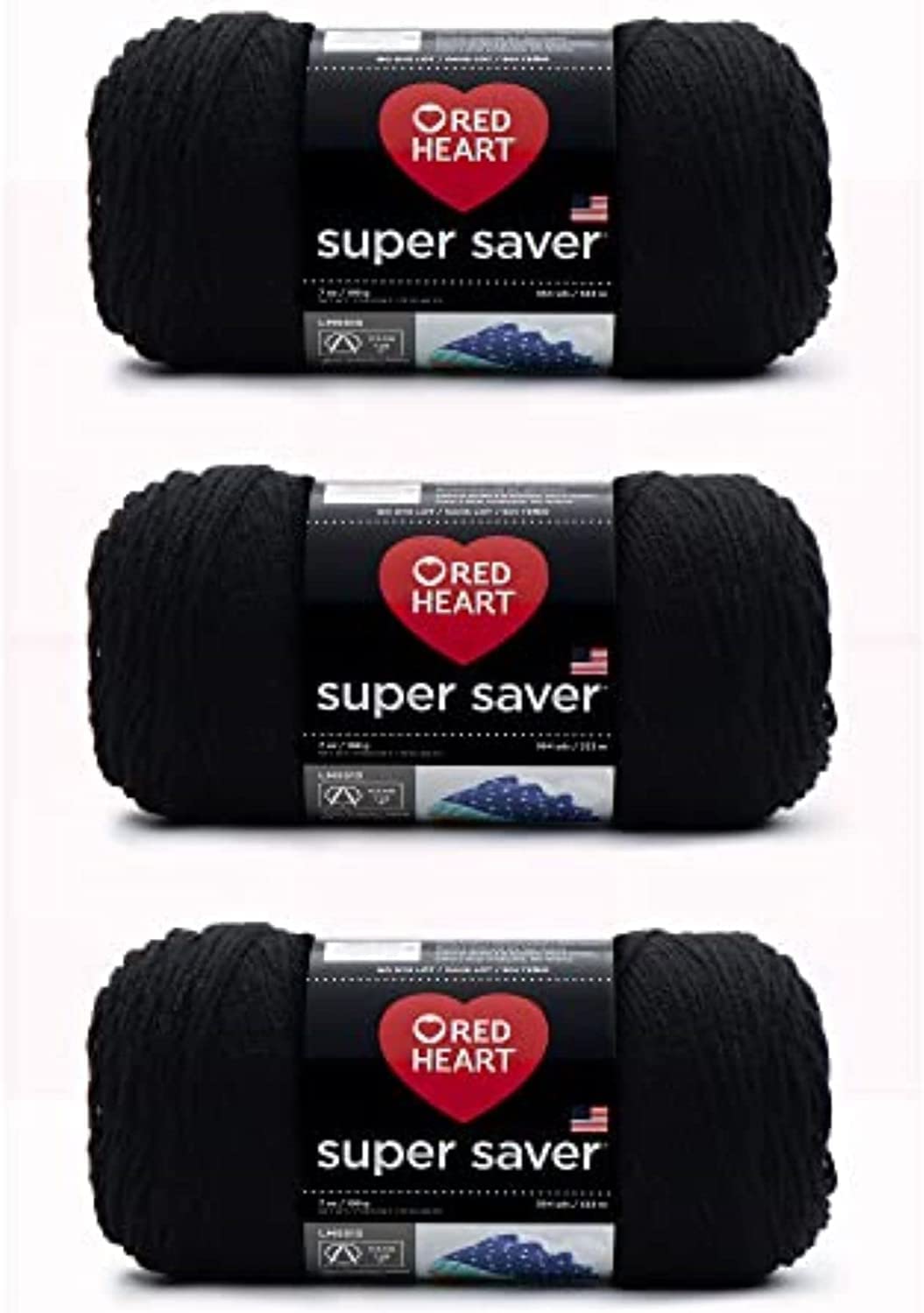 Red Heart Super Saver (Black) 3-Pack