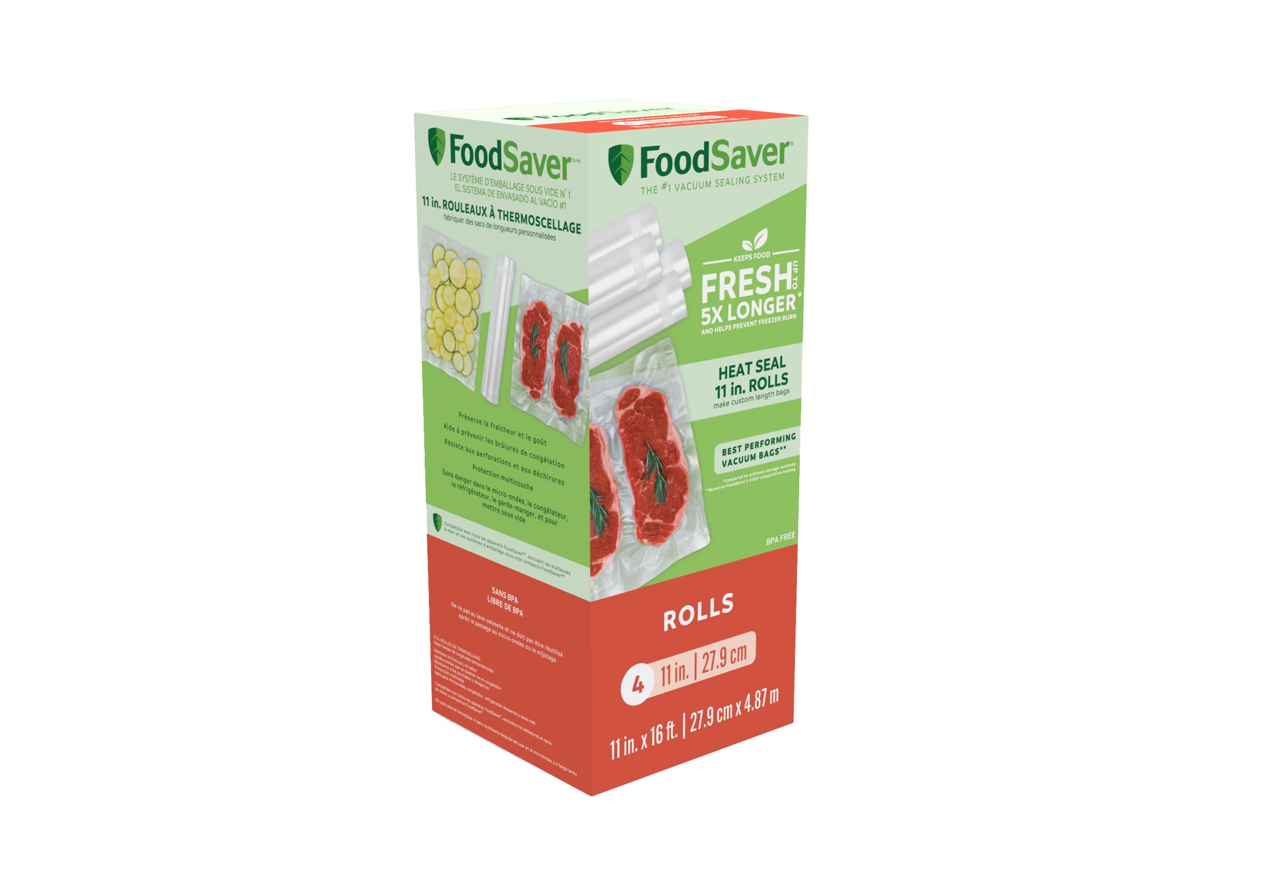 FoodSaver Reusable Multi-layer Rectangular Red Vacuum-Seal Roll, 8" x 20", 3 Pack