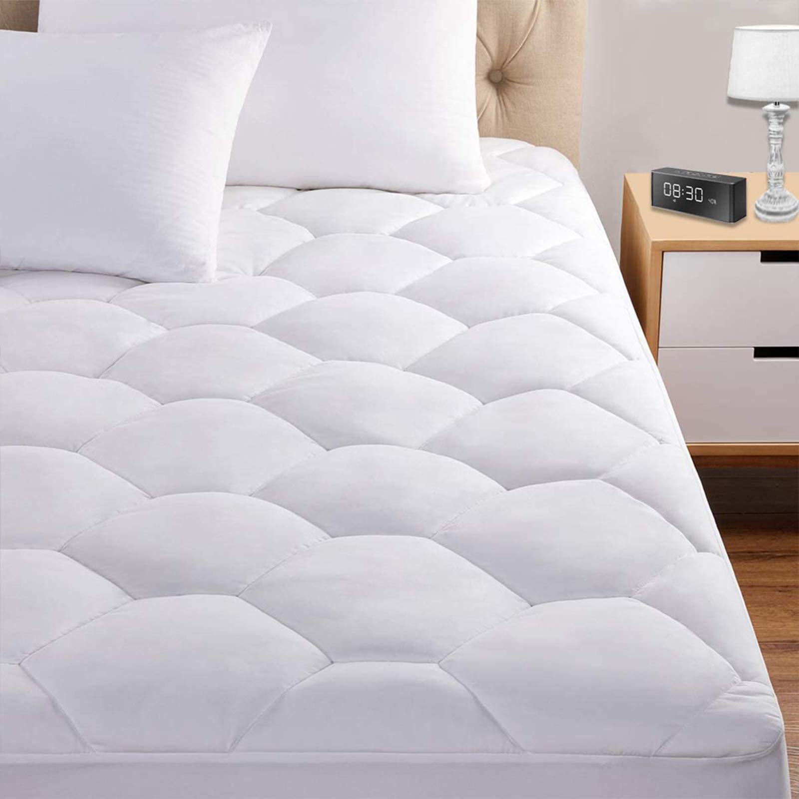 Queen Ultra Soft Quilted Fitted Topper Cover — White
