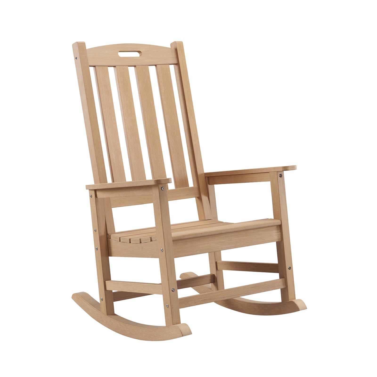 Psilvam Oversized Outdoor Rocking Chair — 21" Seat, 32" Backrest (Teak Color)