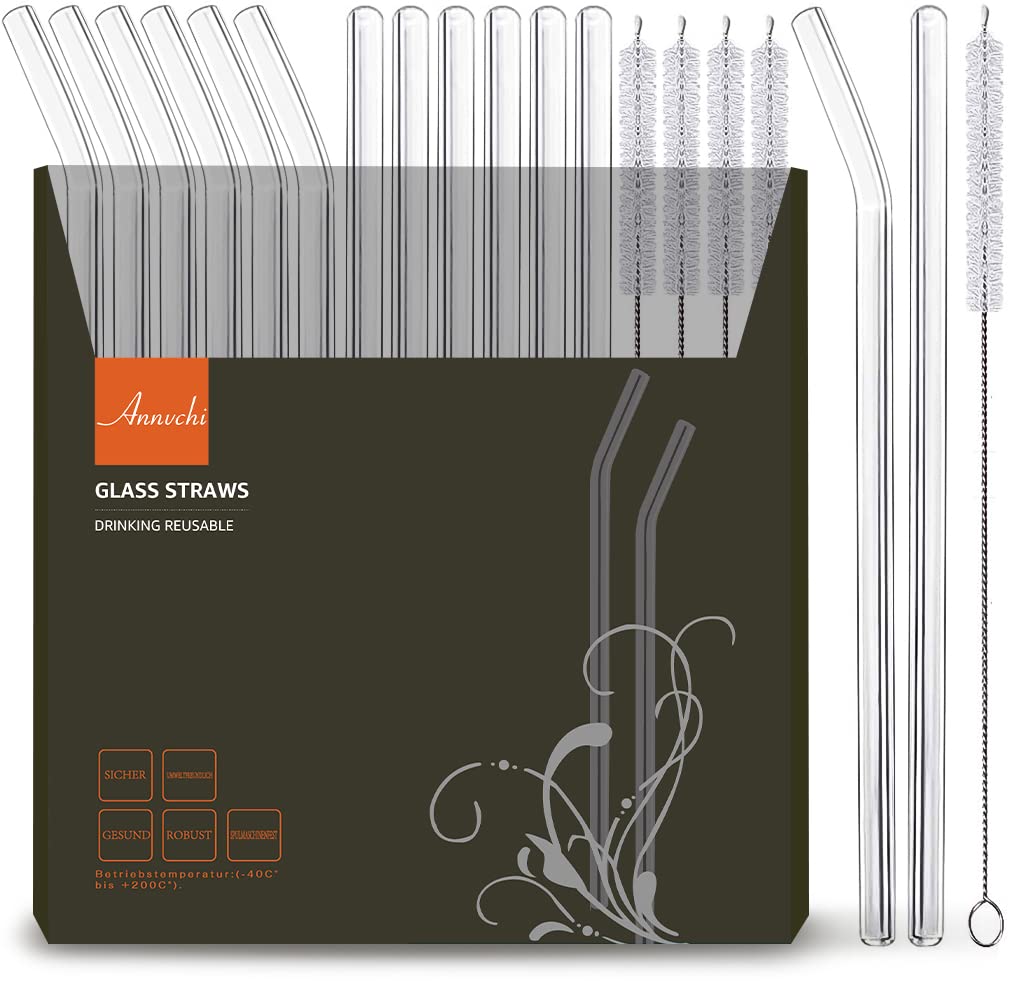 ANNVCHI Reusable Glass Straws