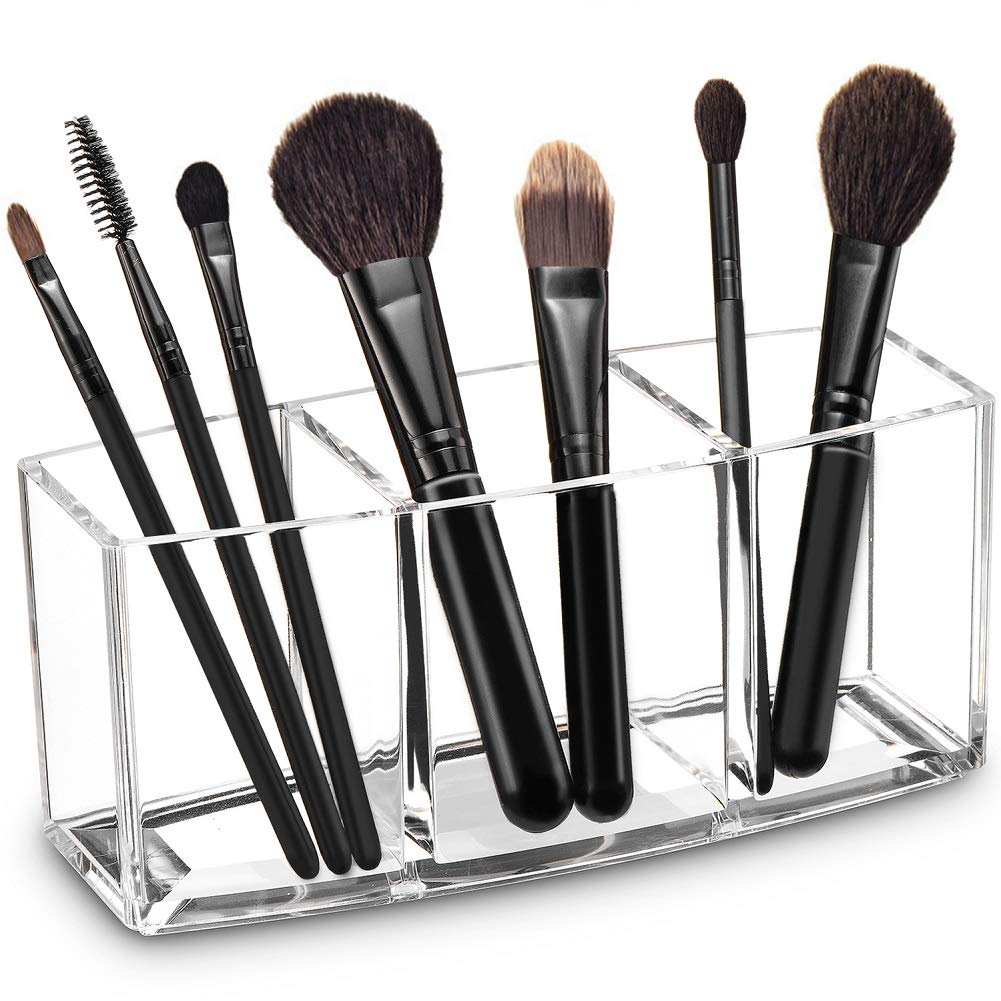 Clear Acrylic Makeup Brush Organizer (3-Slot)
