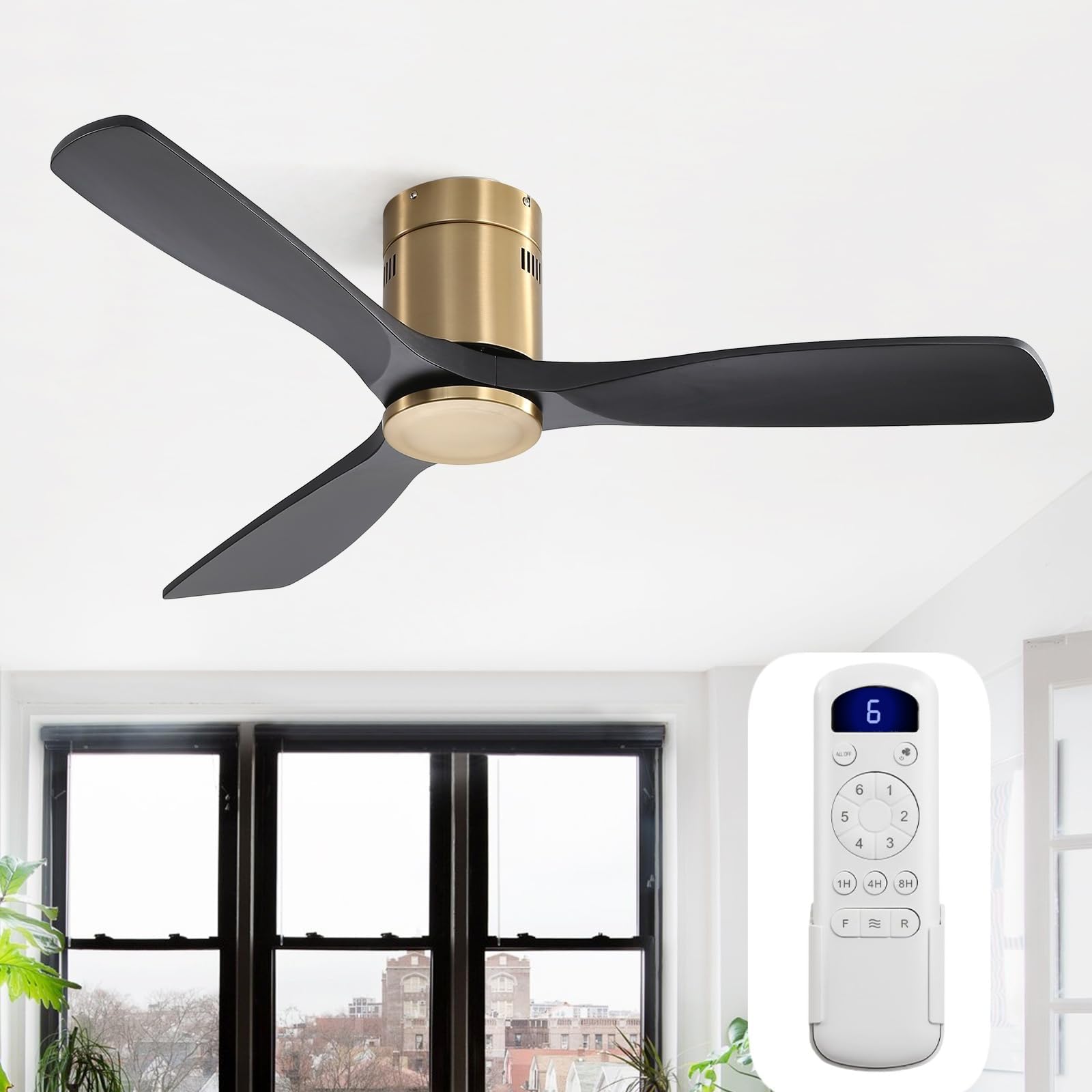 Sofucor 52in Solid Wood Ceiling Fan (No Light)