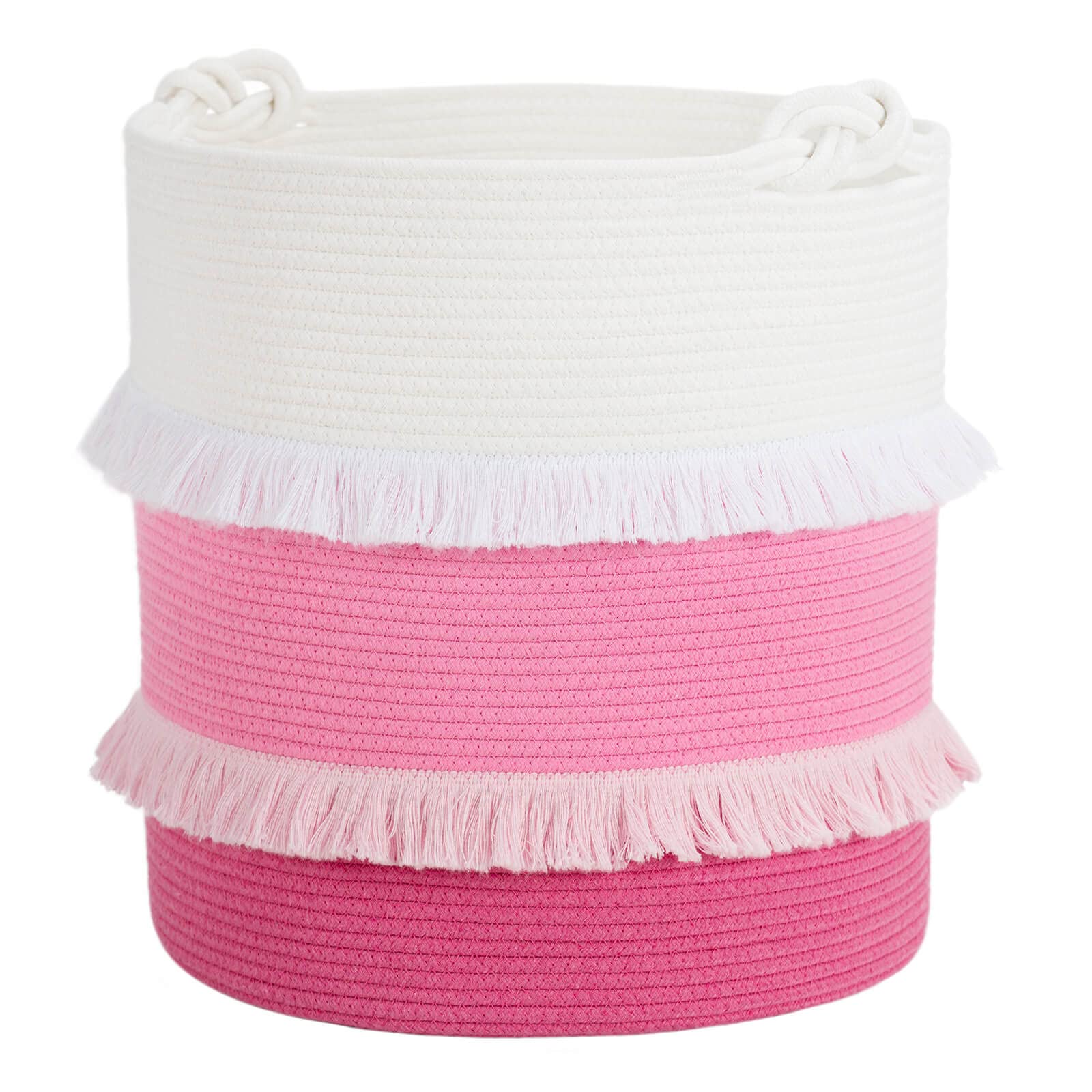 CherryNow Extra Large Woven Storage Baskets – 16'' x 17'' Cotton Rope Pink