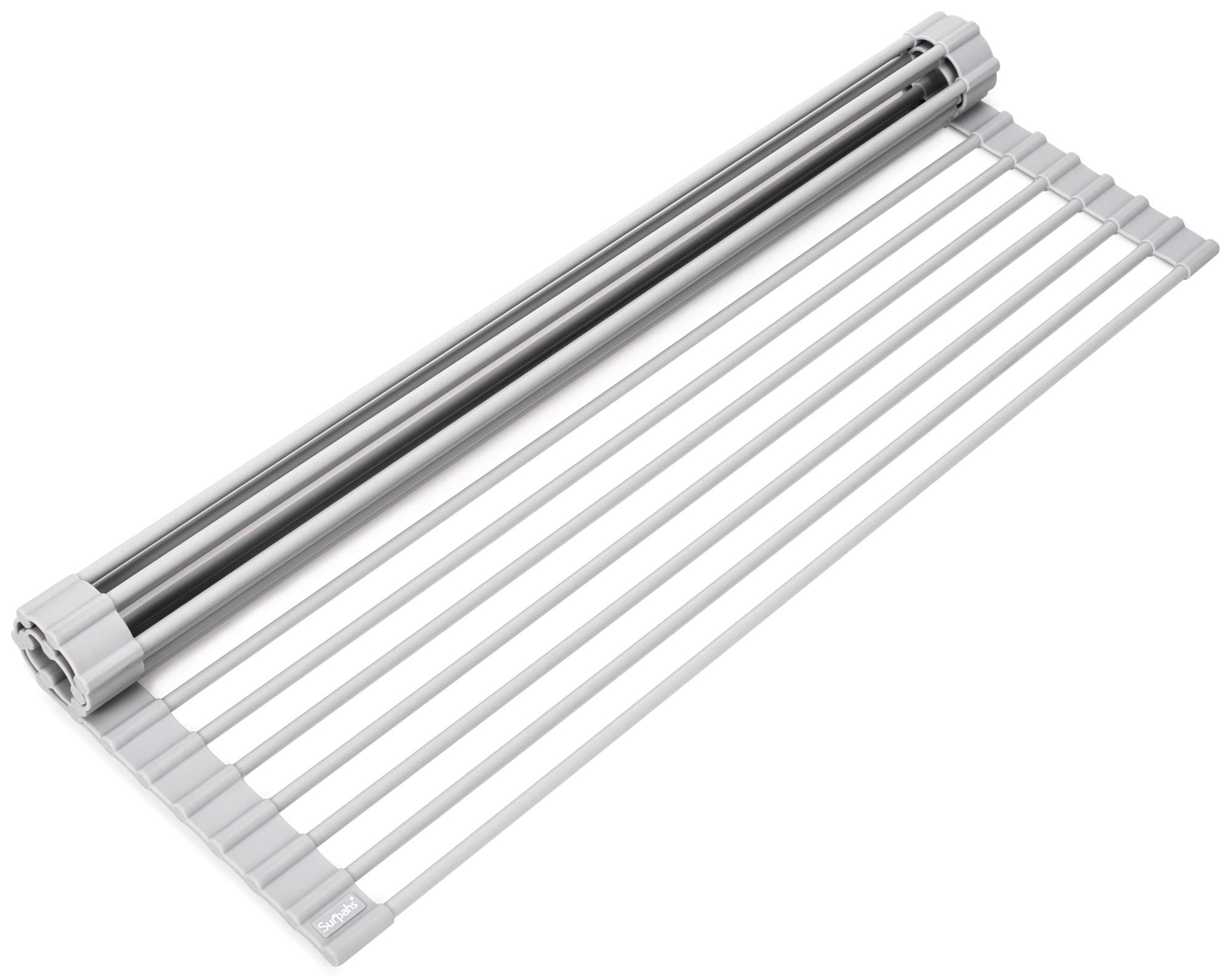 Surpahs 20.5 x 13.1 Inch Roll-Up Dish Drying Rack (Warm Gray)