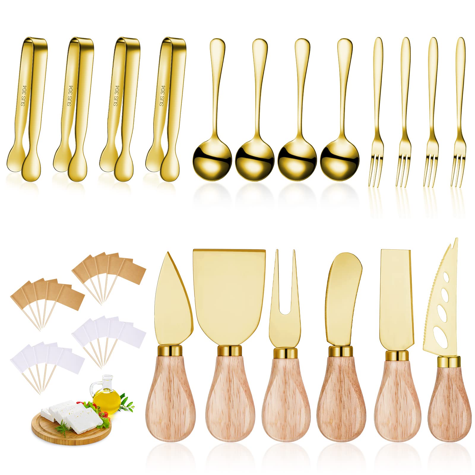 Charcuterie Spreader & Utensil Set (18-Piece, Gold)
