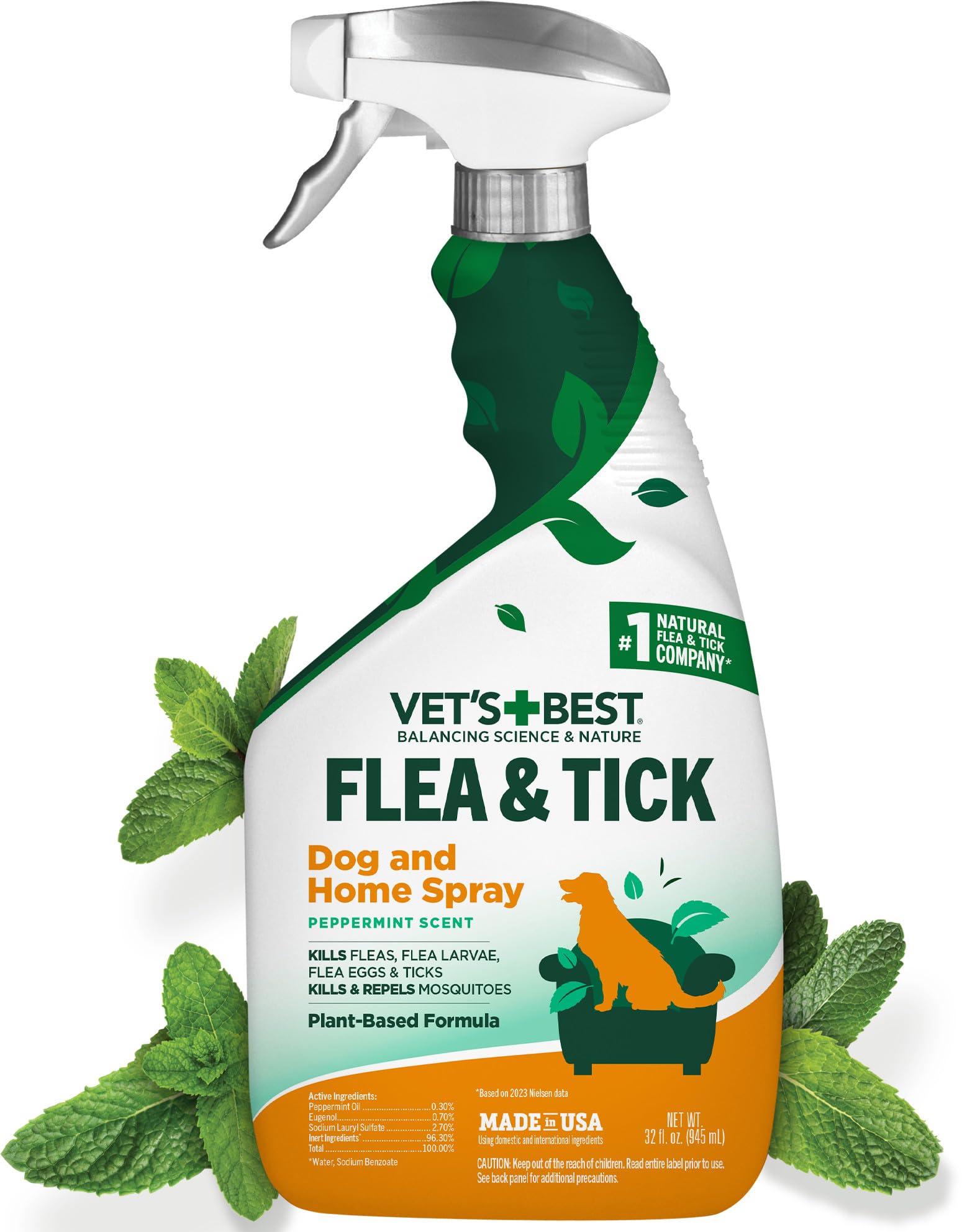 Vet’s Best Indoor Flea and Tick Spray — 32 oz Peppermint