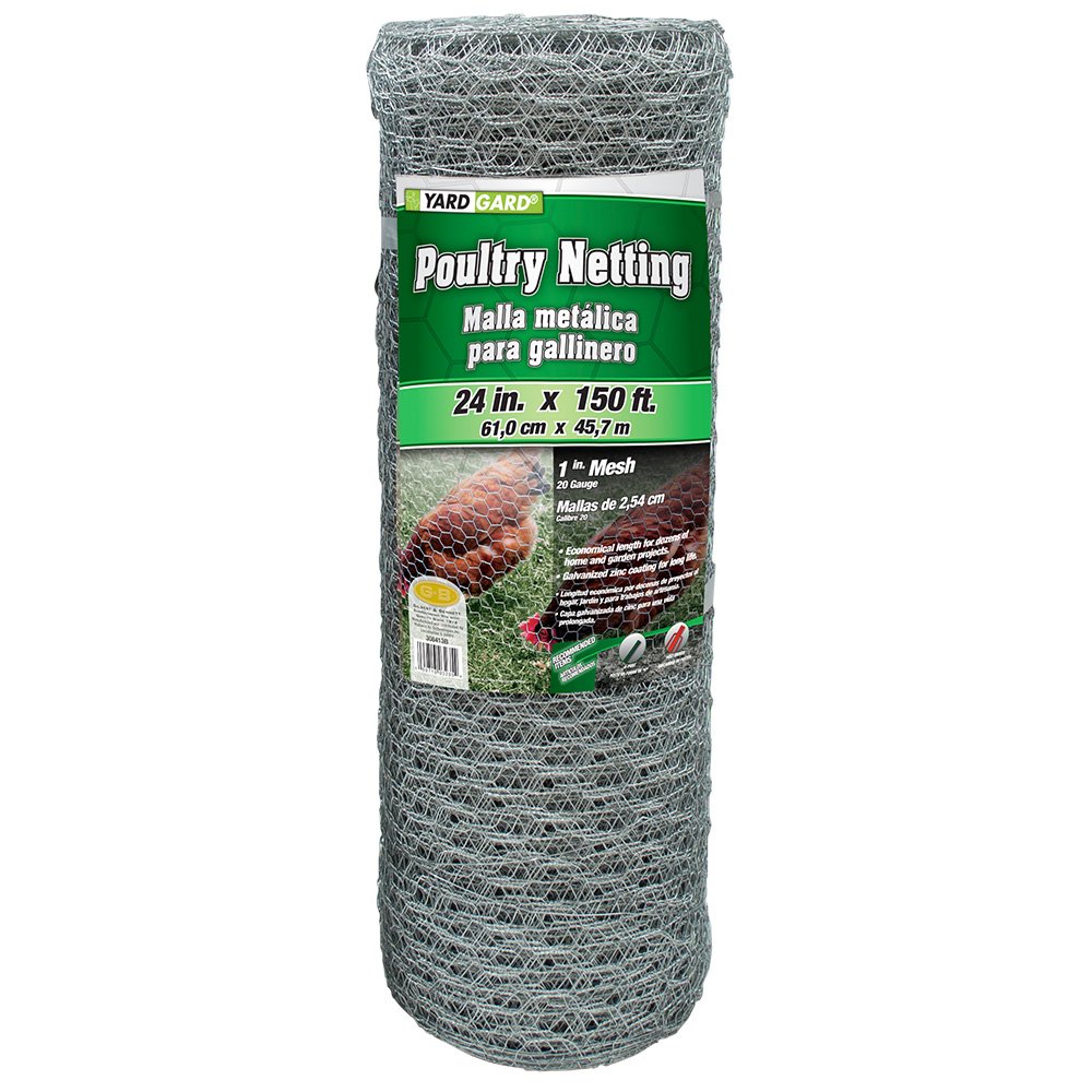 YardGard 20‑Gauge 1-Inch Mesh Poultry Netting (24in x 150ft)