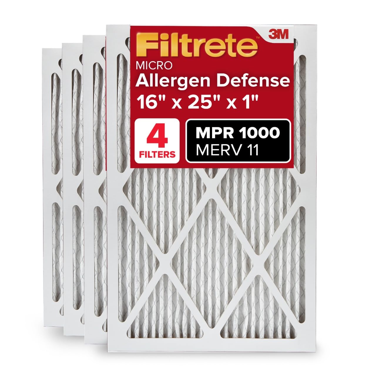 Filtrete 16x25x1 MERV 11 (MPR 1000) — 4 Pack