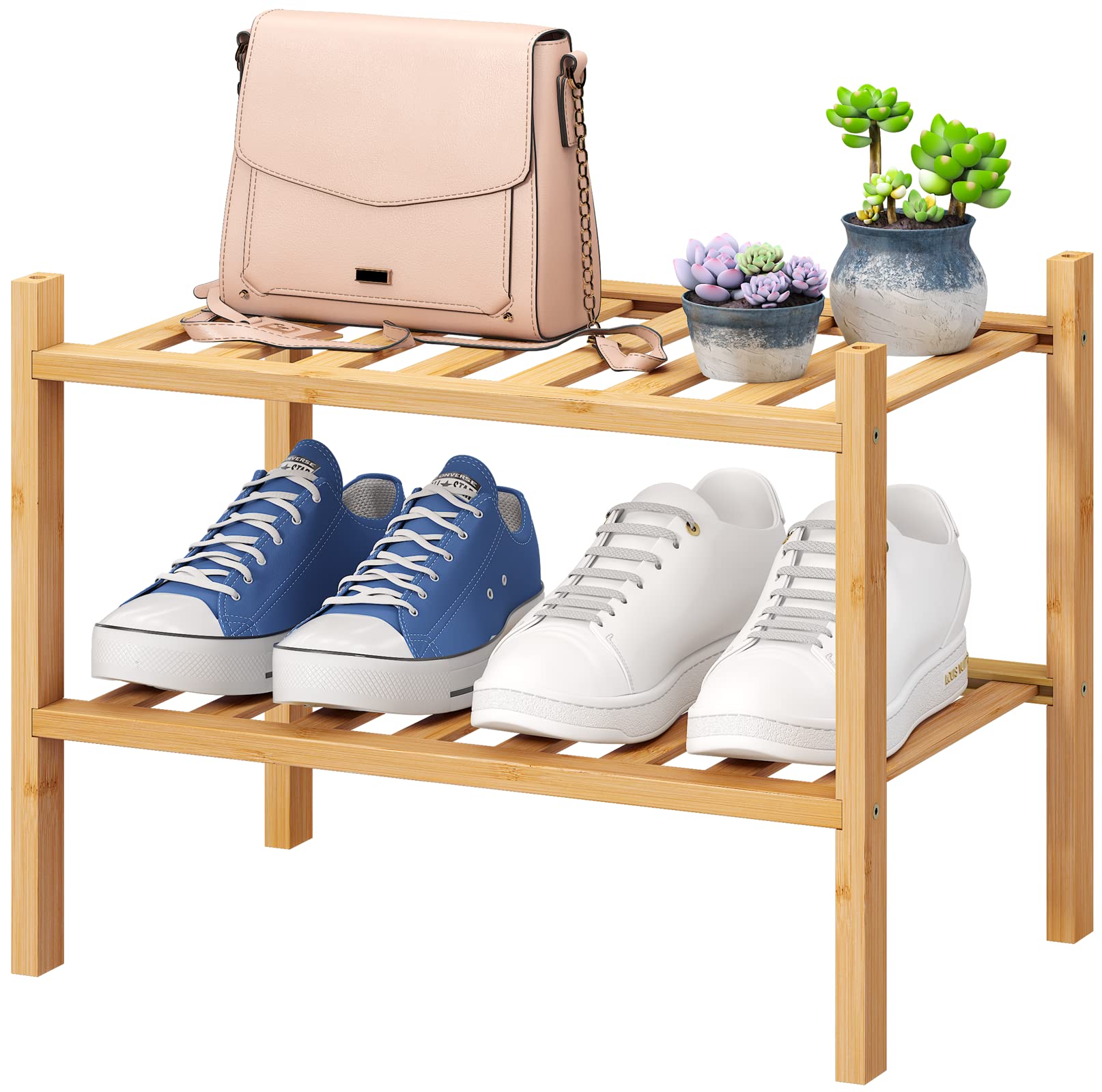 Bamboo 2-Tier Shoe Rack