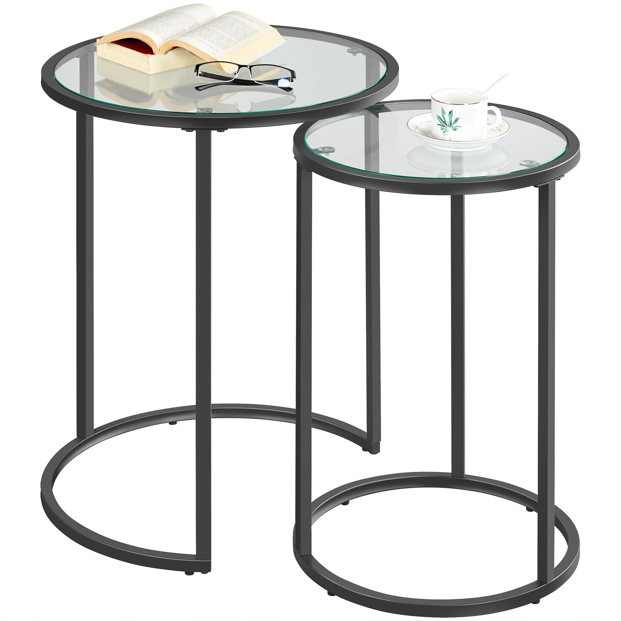 Yaheetech Glass Top Nesting Tables