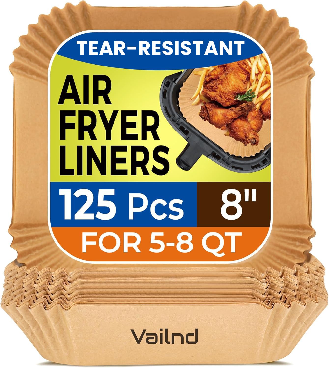 Vailnd 8" Square Air Fryer Parchment Liners
