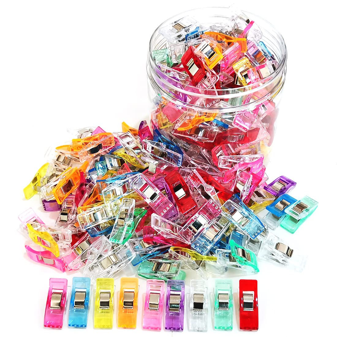 Assorted Sewing Clips 100-Pack with Jar