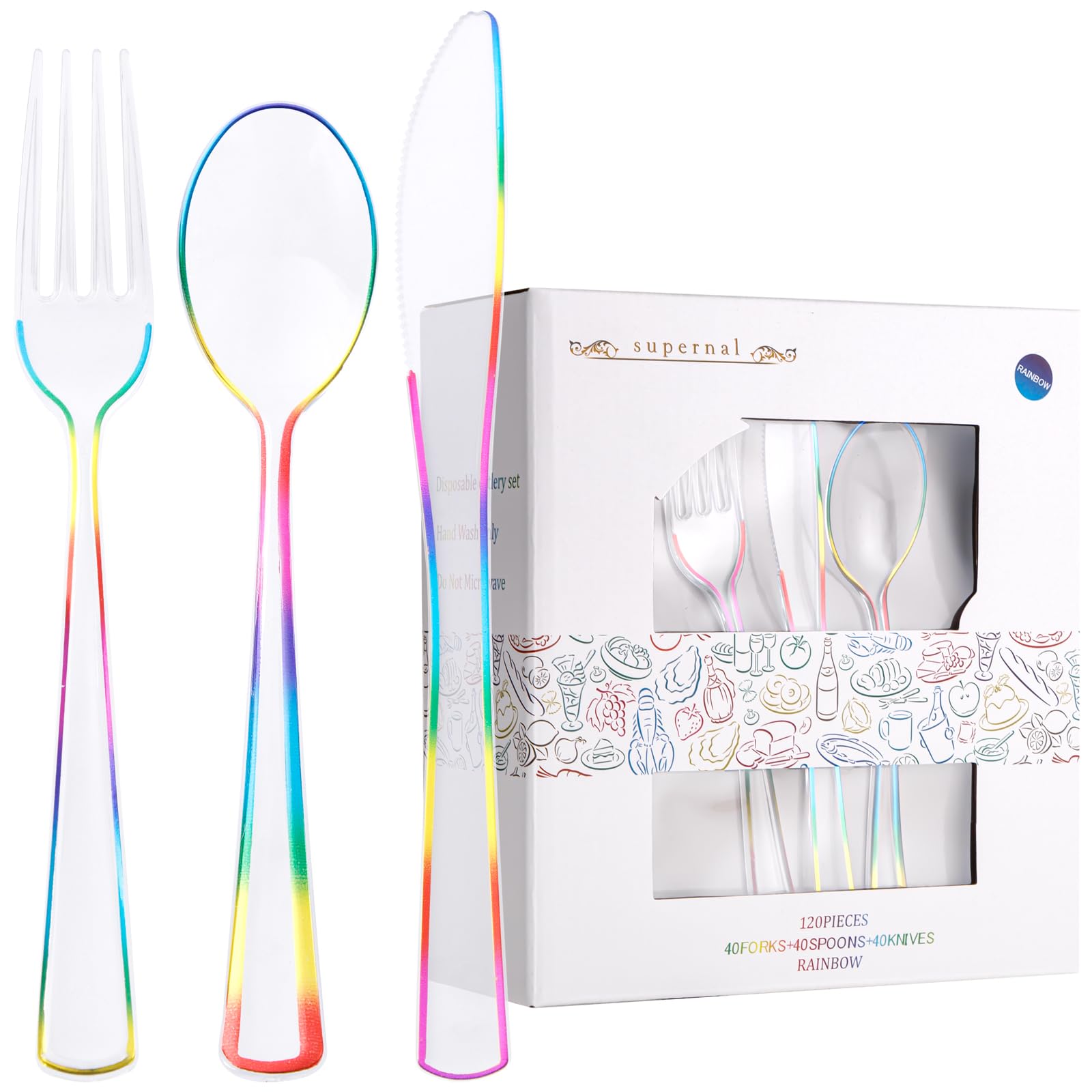Supernal Rainbow Plastic Silverware
