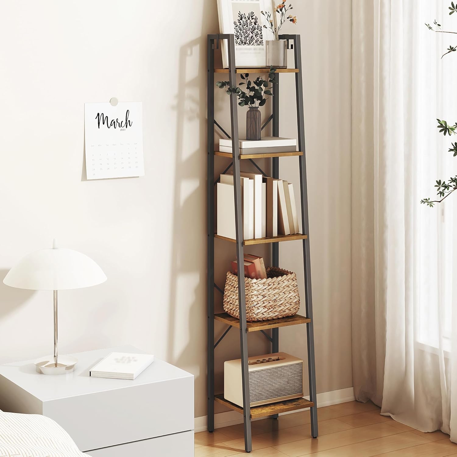 Hzuaneri Industrial Ladder Shelf (5-Tier)