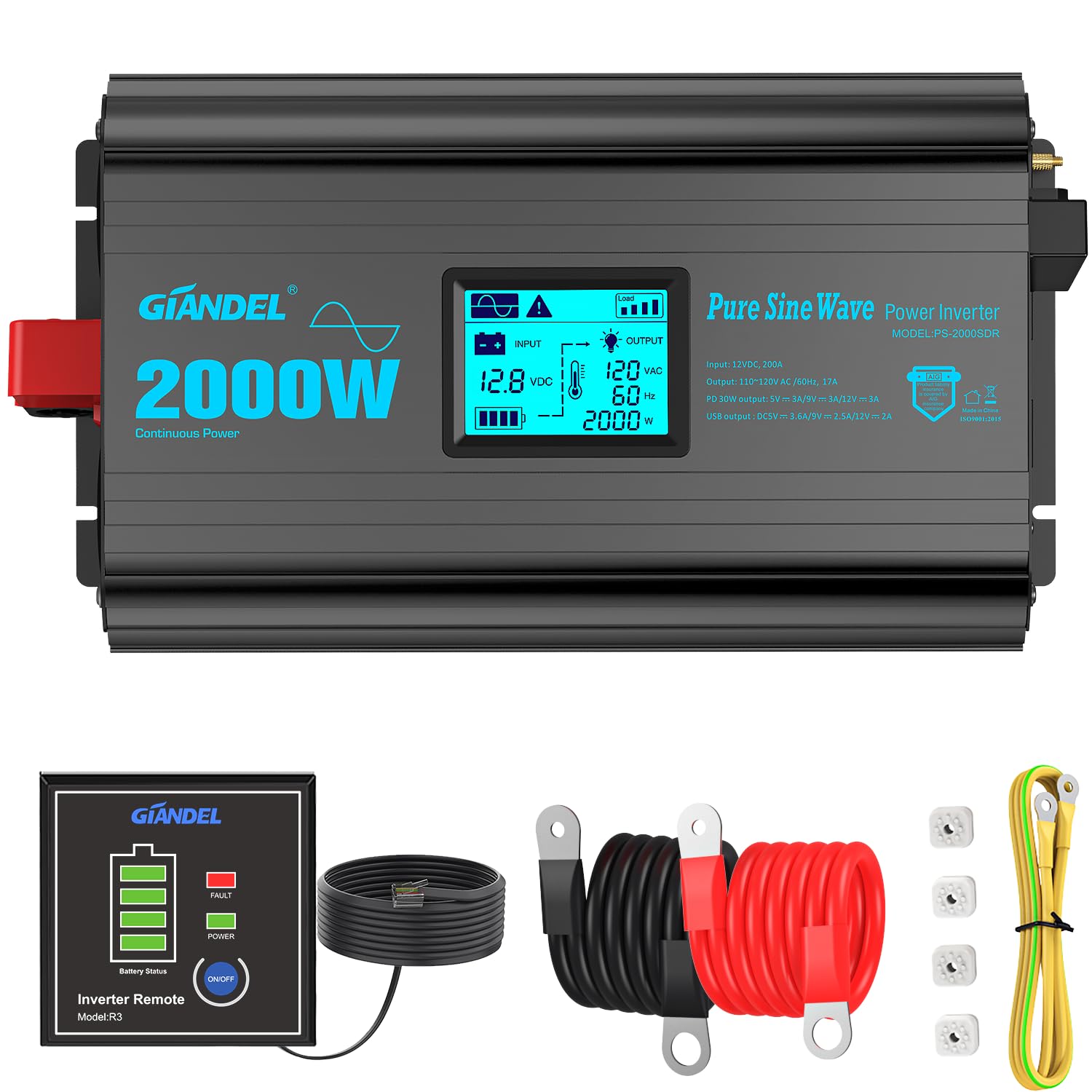 GIANDEL 2000W Pure Sine Wave Inverter