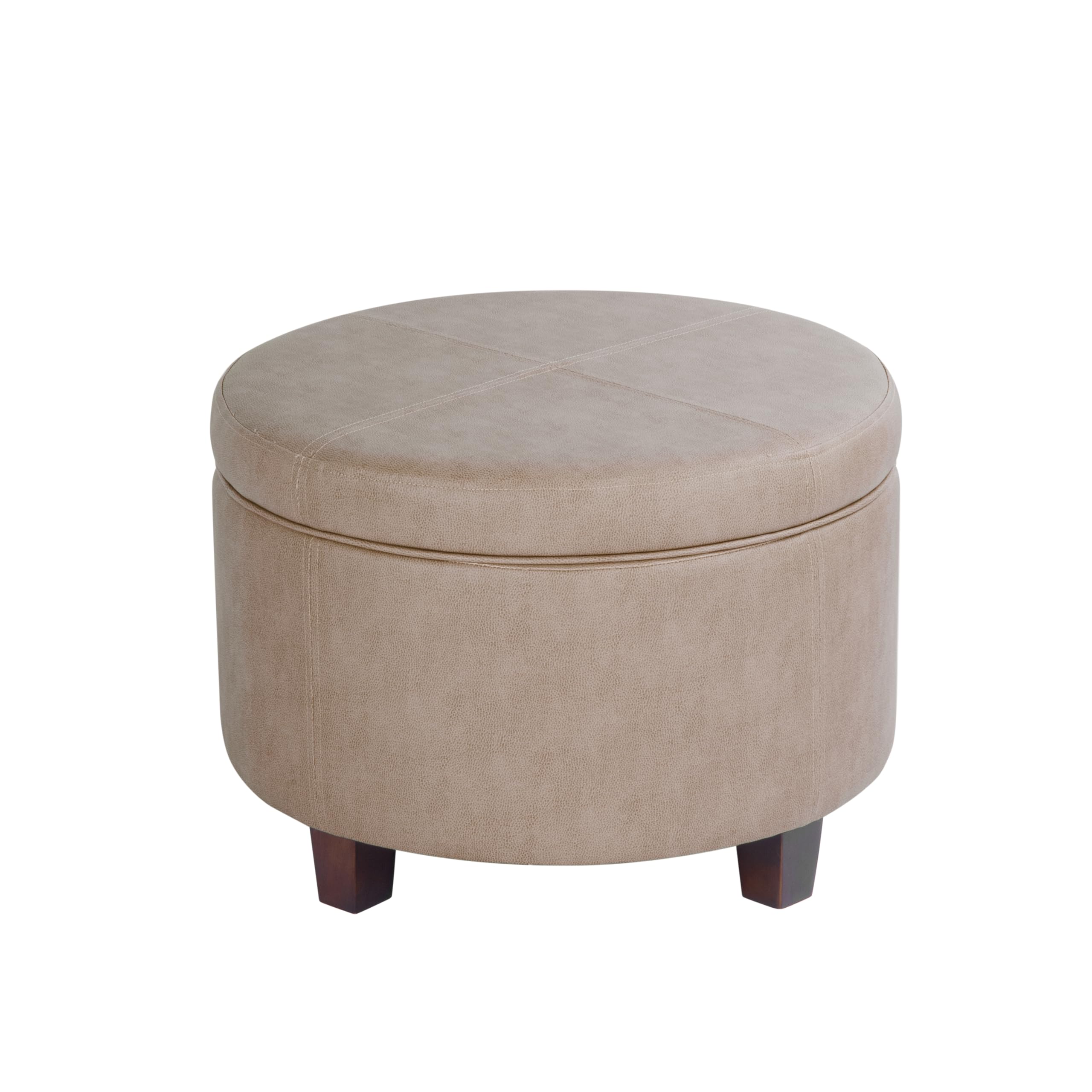 Homepop Faux Leather Round Ottoman