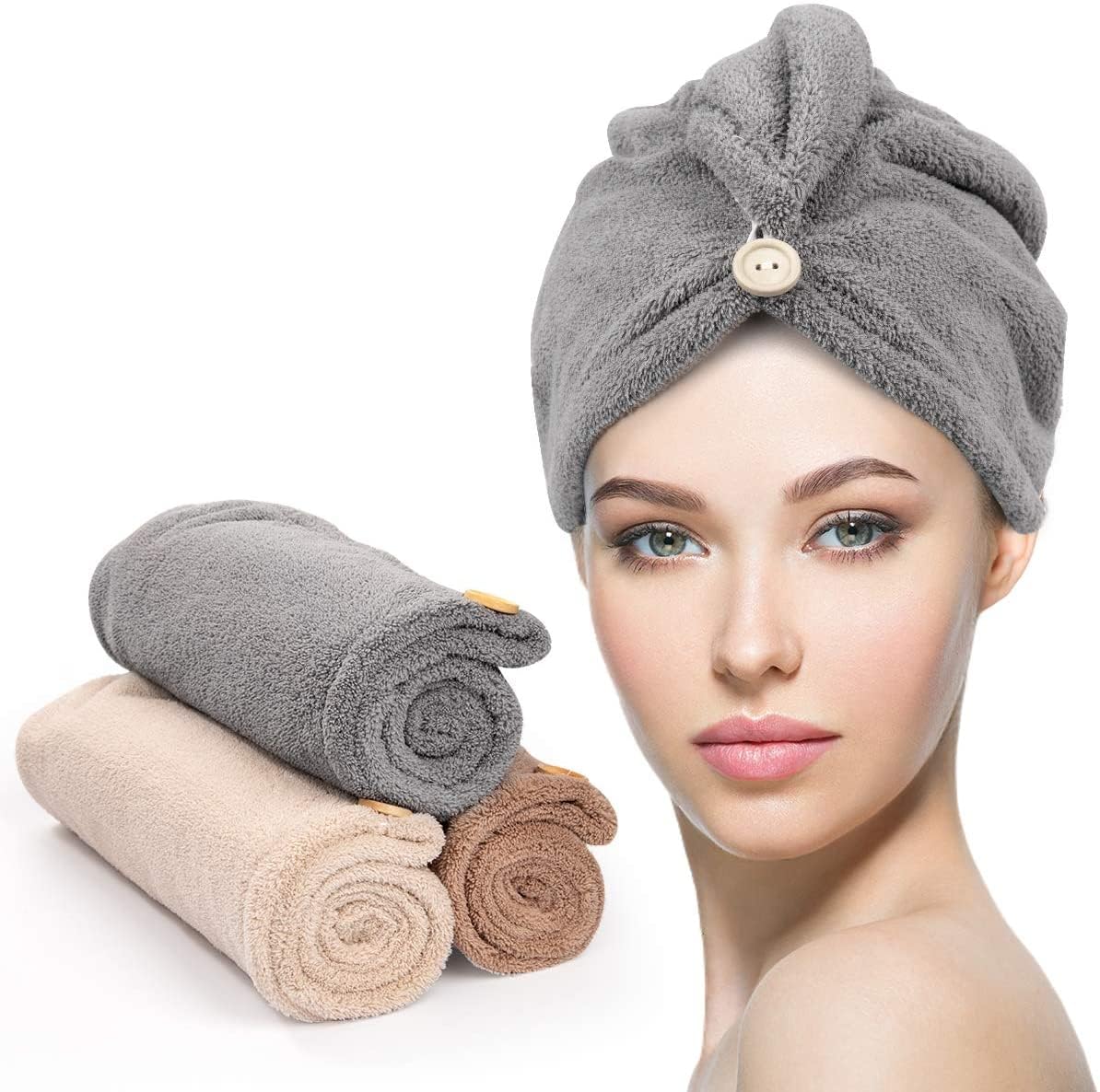 YFONG Microfiber Hair Towel (3-Pack)
