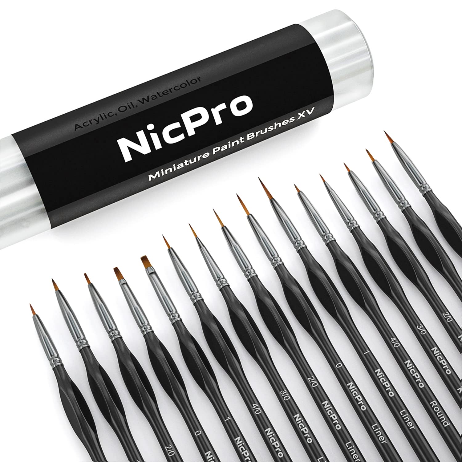 Nicpro 15 PCS Micro Fine Detail Paint Brush Set, Small Miniature Fine Tip Detail Brushes Kit