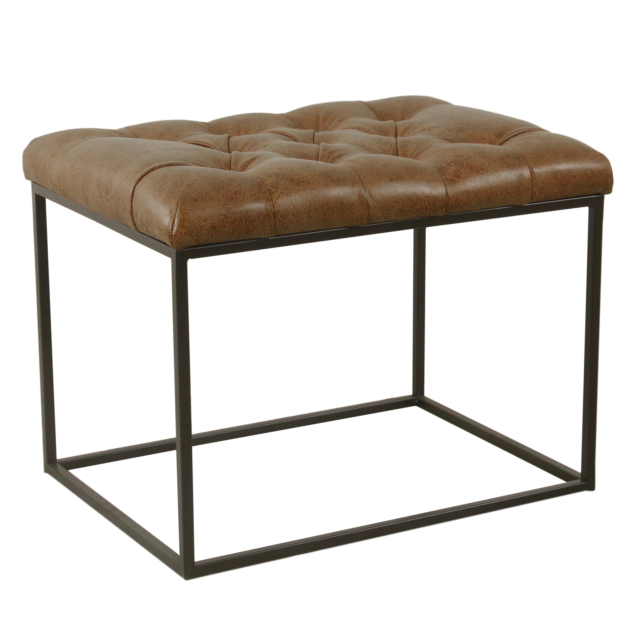 HomePop Tufted Faux Leather Ottoman Bench