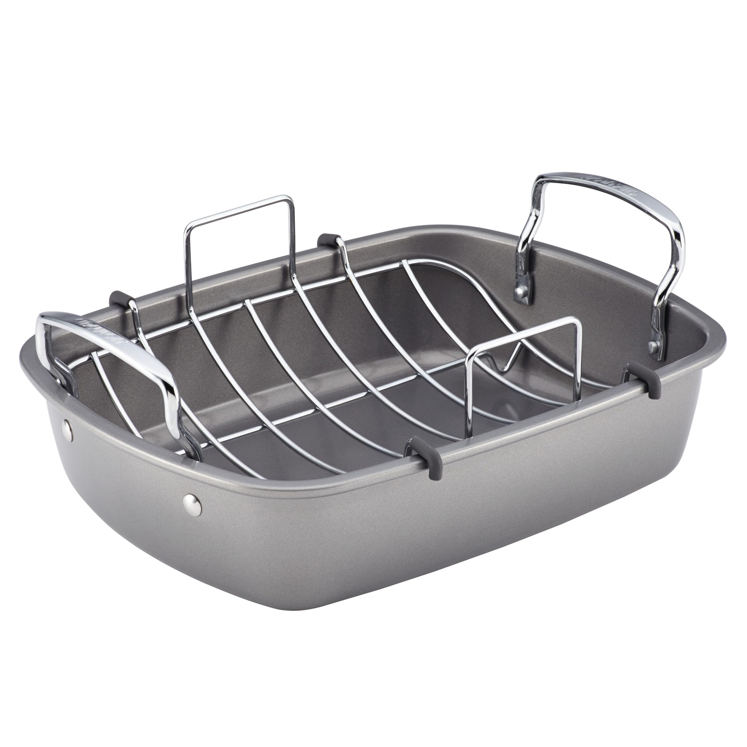 Circulon Nonstick Roasting Pan / Roaster with Rack - 17 Inch x 13 Inch, Gray 17 Inch x 13 Inch With U-Rack