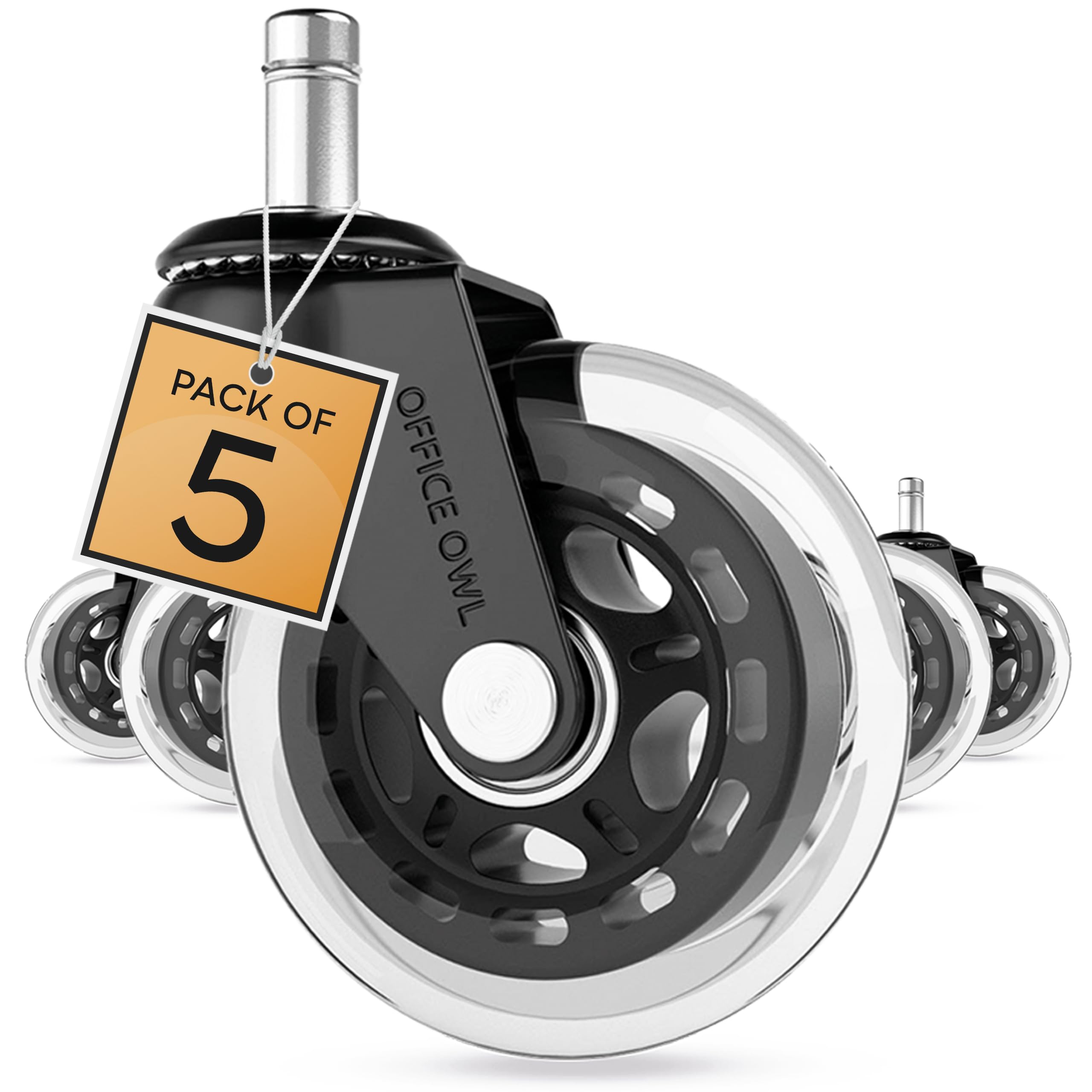 Rollerblade Office Chair Wheels, Set of 5 Replacement Casters — Safe for Hardwood Floors
