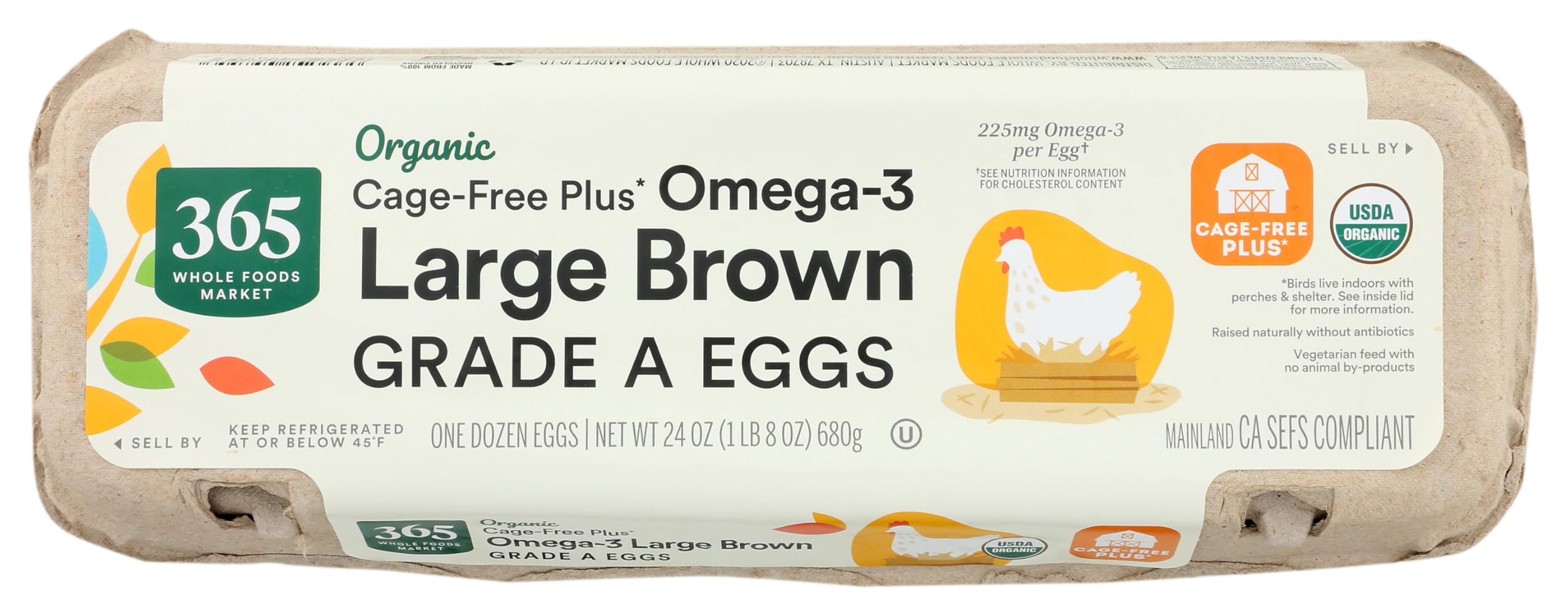 365 by Whole Foods Organic Omega‑3 Large Brown Eggs