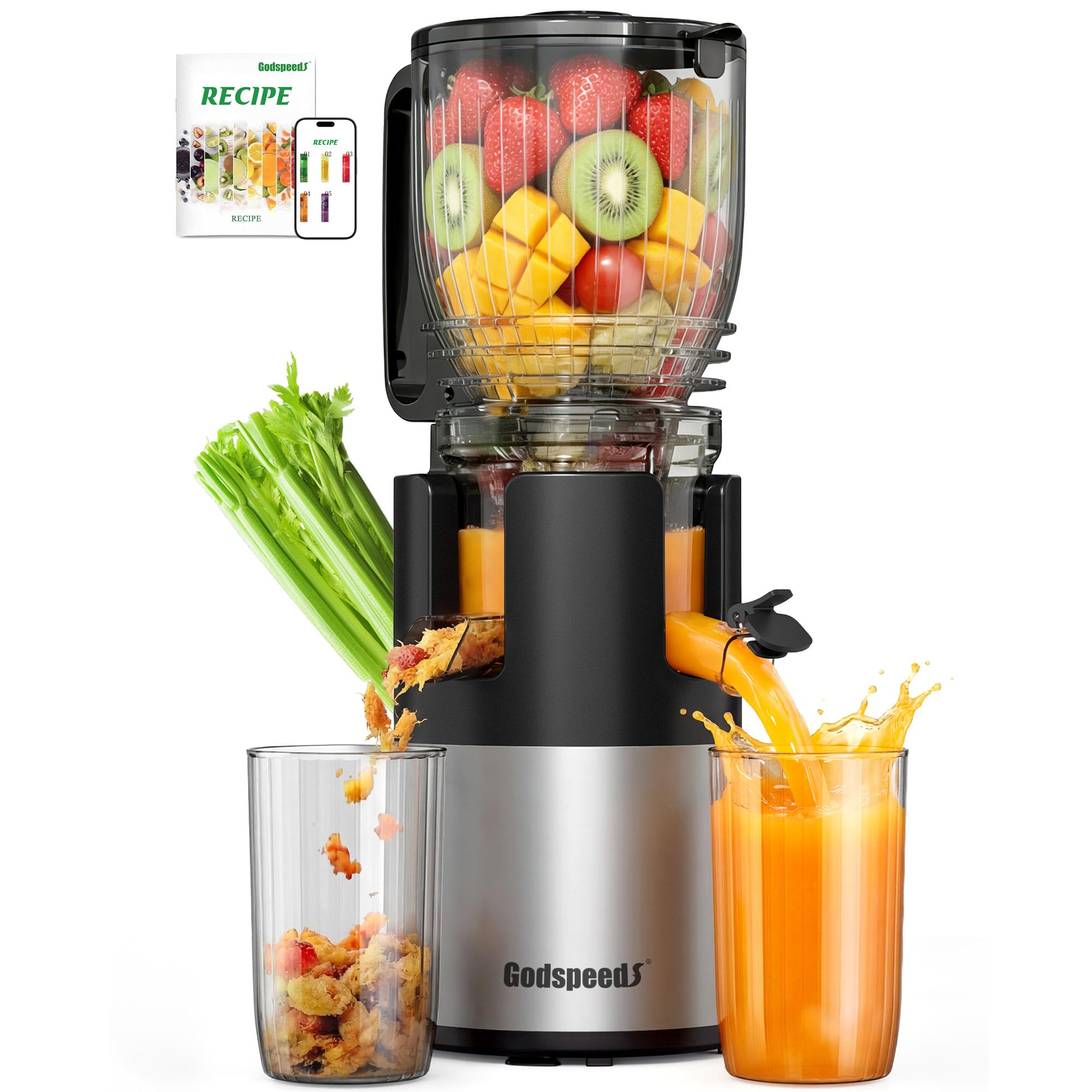Juicer Machines with 5.8" Large Feed Chute, Slow Masticating Cold Press Juicer for Whole Fruits & Vegetables, Easy to Clean Design, High Juice Yield Home Juicer for Daily Wellness
