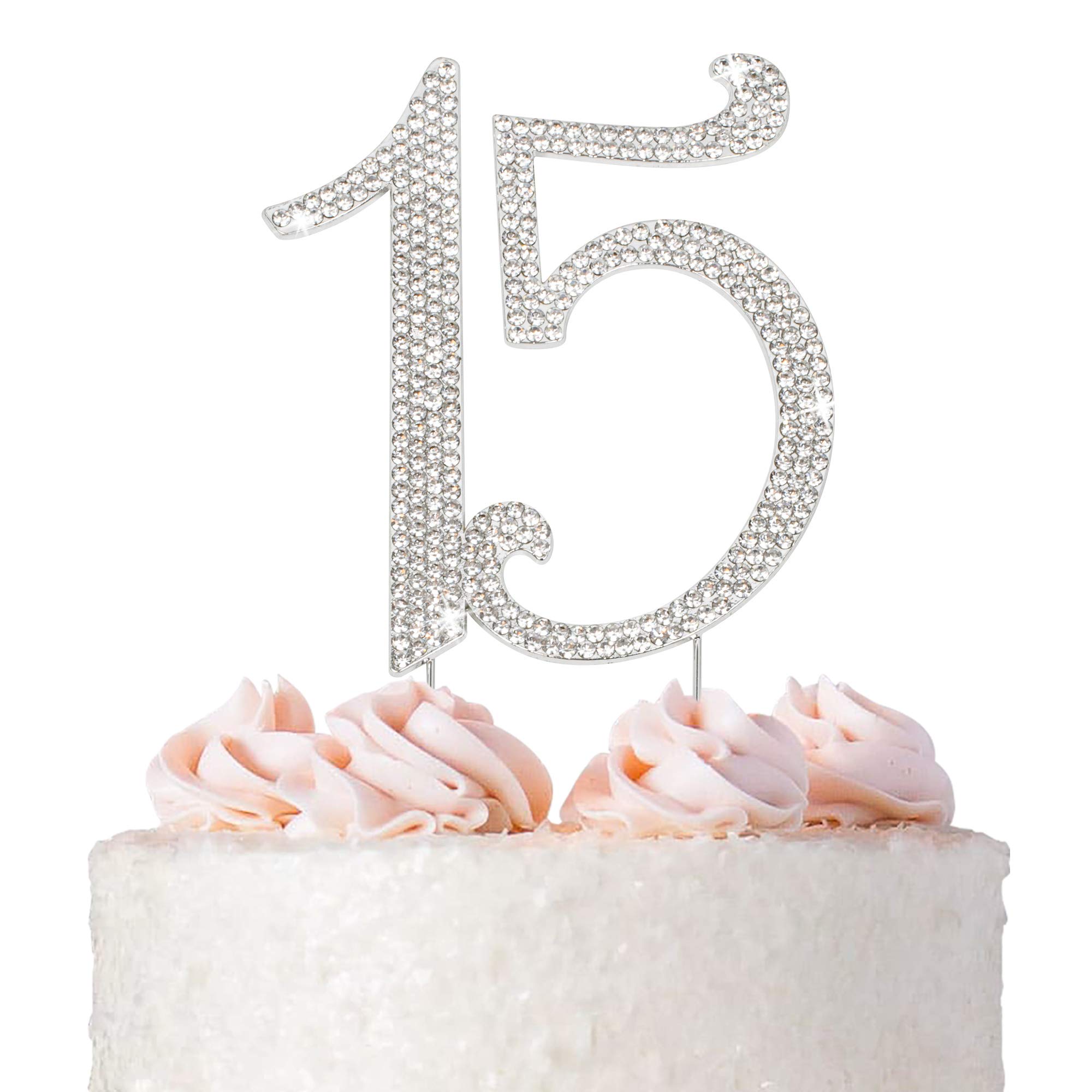 15 Silver Rhinestone Cake Topper