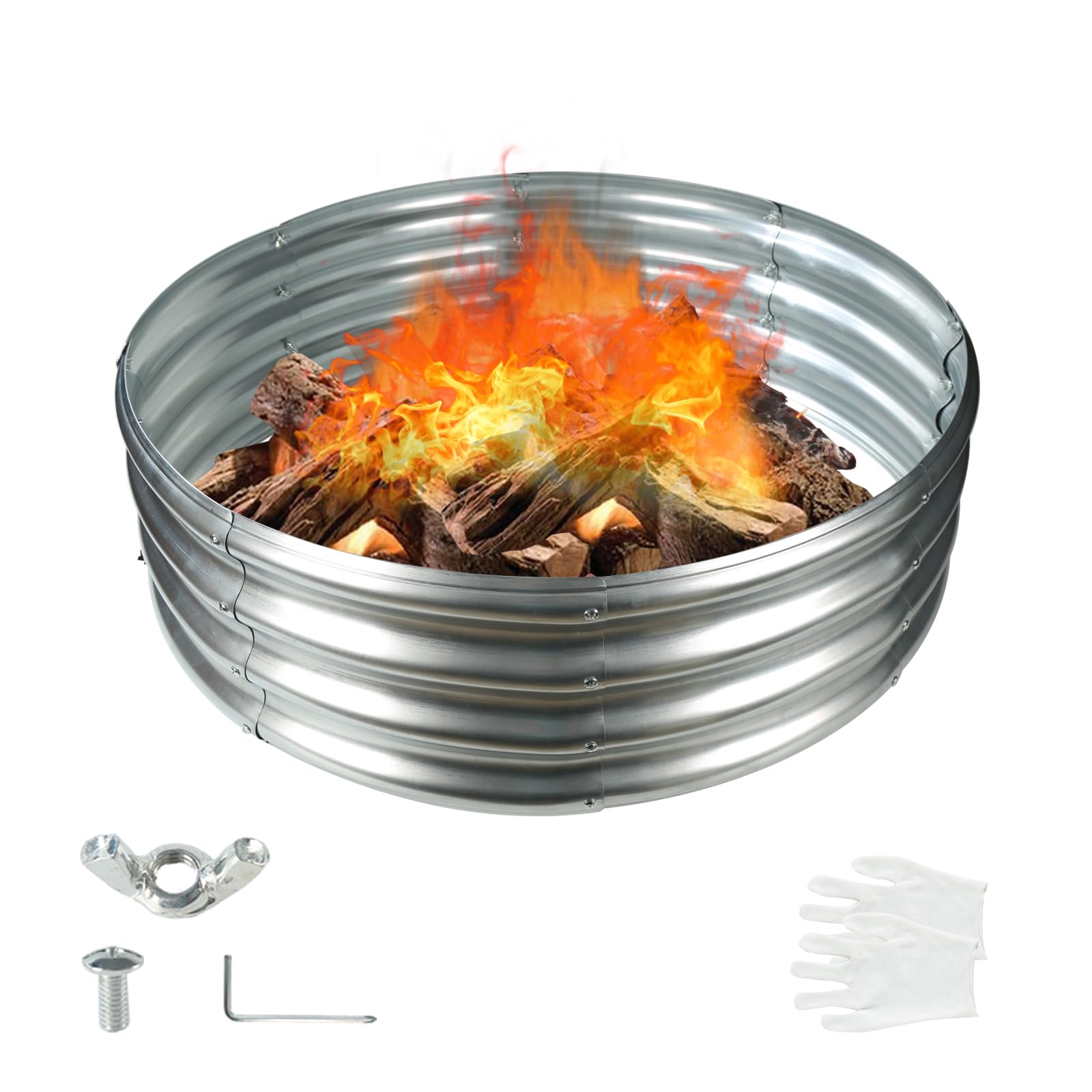 36-inch Foldable Galvanized Fire Ring
