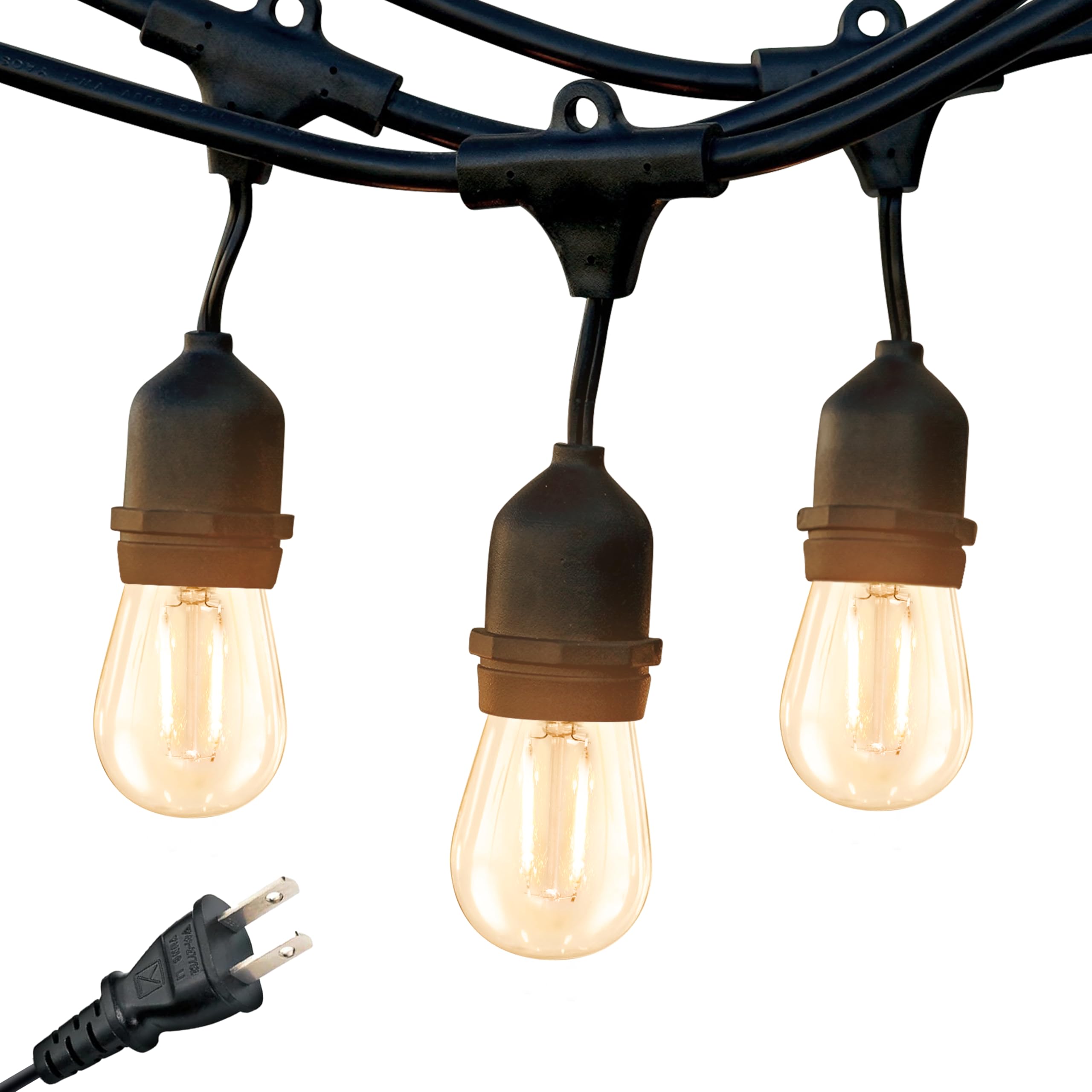 Brightech Ambience Pro — 48ft, 15 Dimmable LED Edison Bulbs, WeatherTite Cord