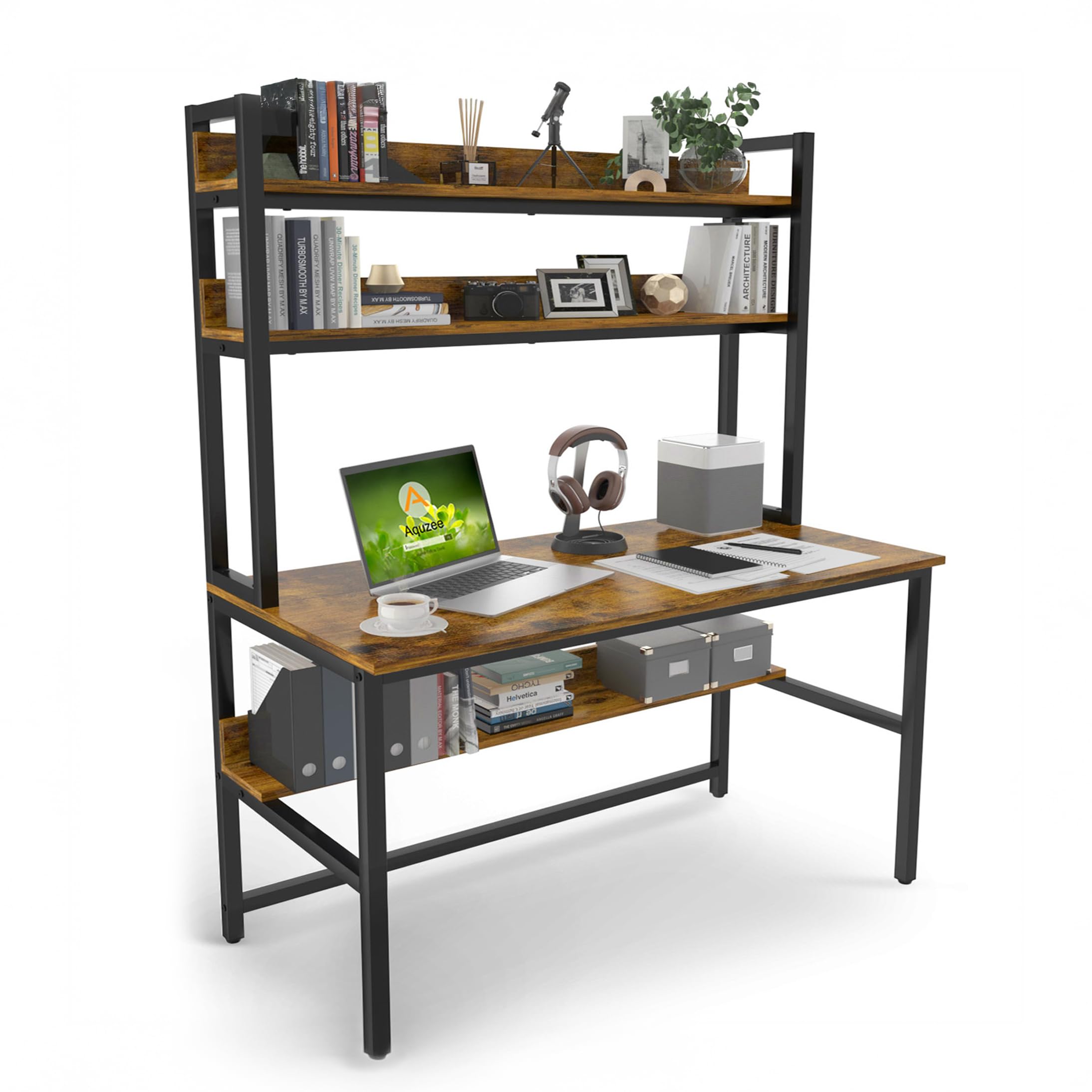 Aquzee Computer Desk with Hutch