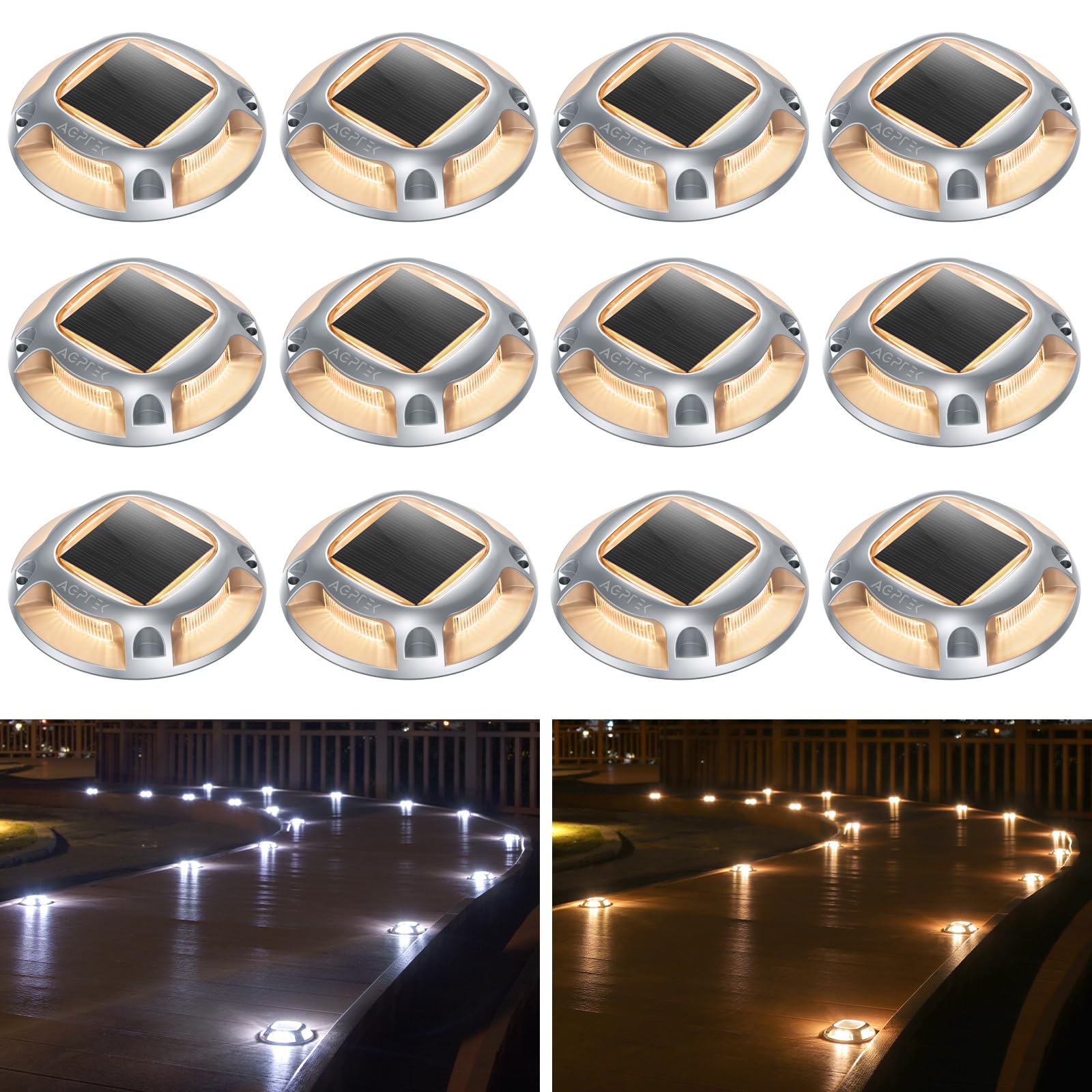 AGPTEK Solar Driveway & Deck Lights (12‑Pack)