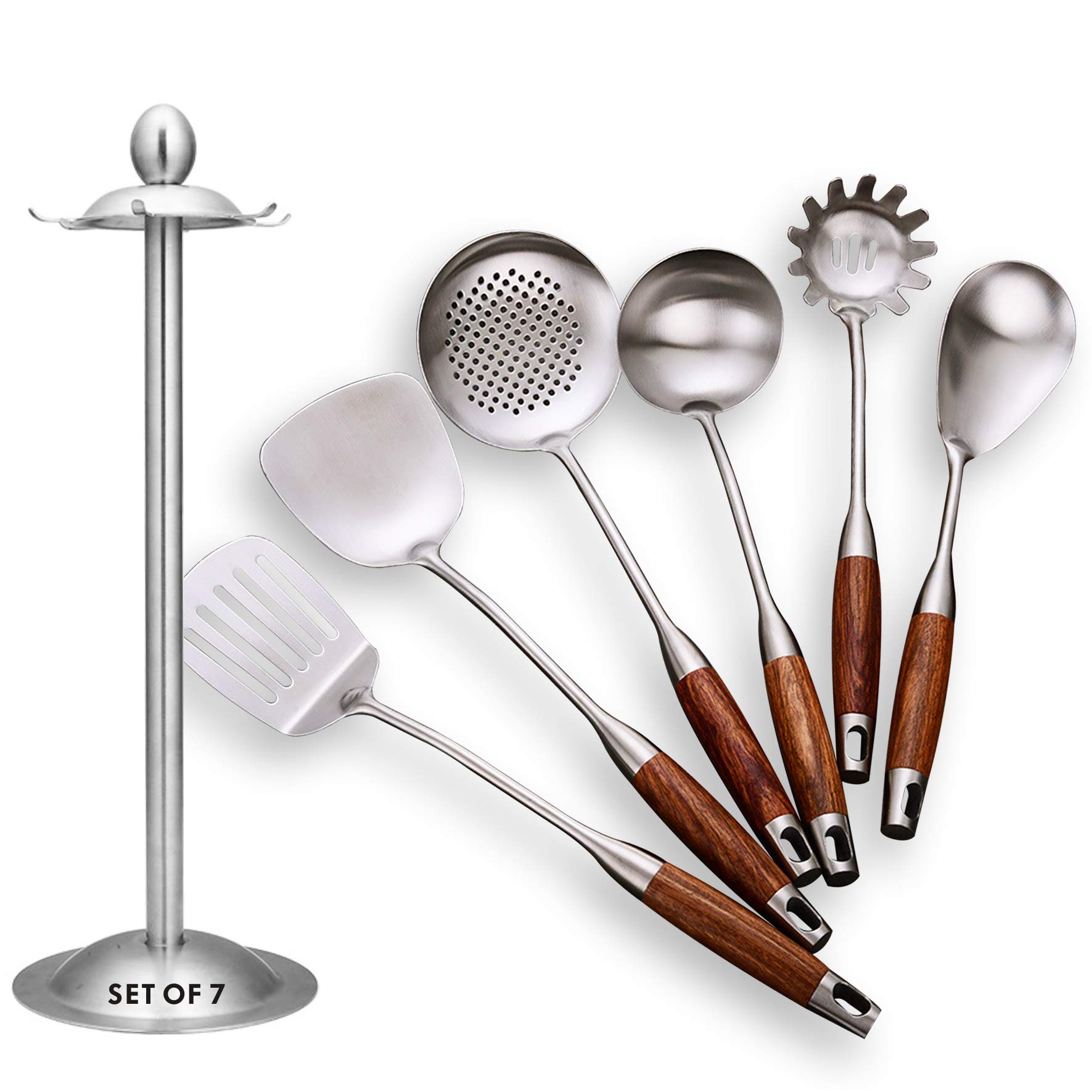 304 Stainless Steel Utensil Set with Wood Handles