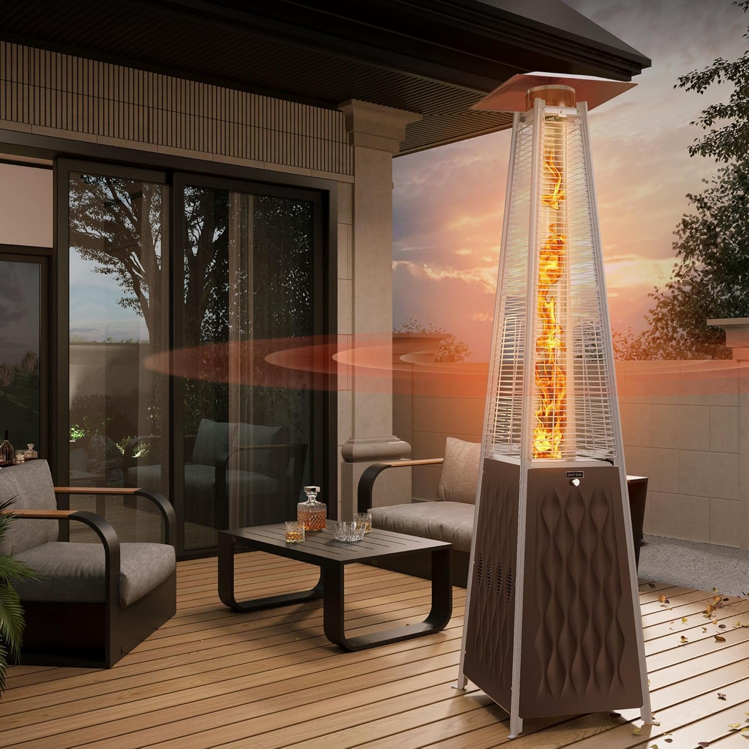 EAST OAK 48,000 BTU Pyramid Patio Heater with Quartz Glass Tube