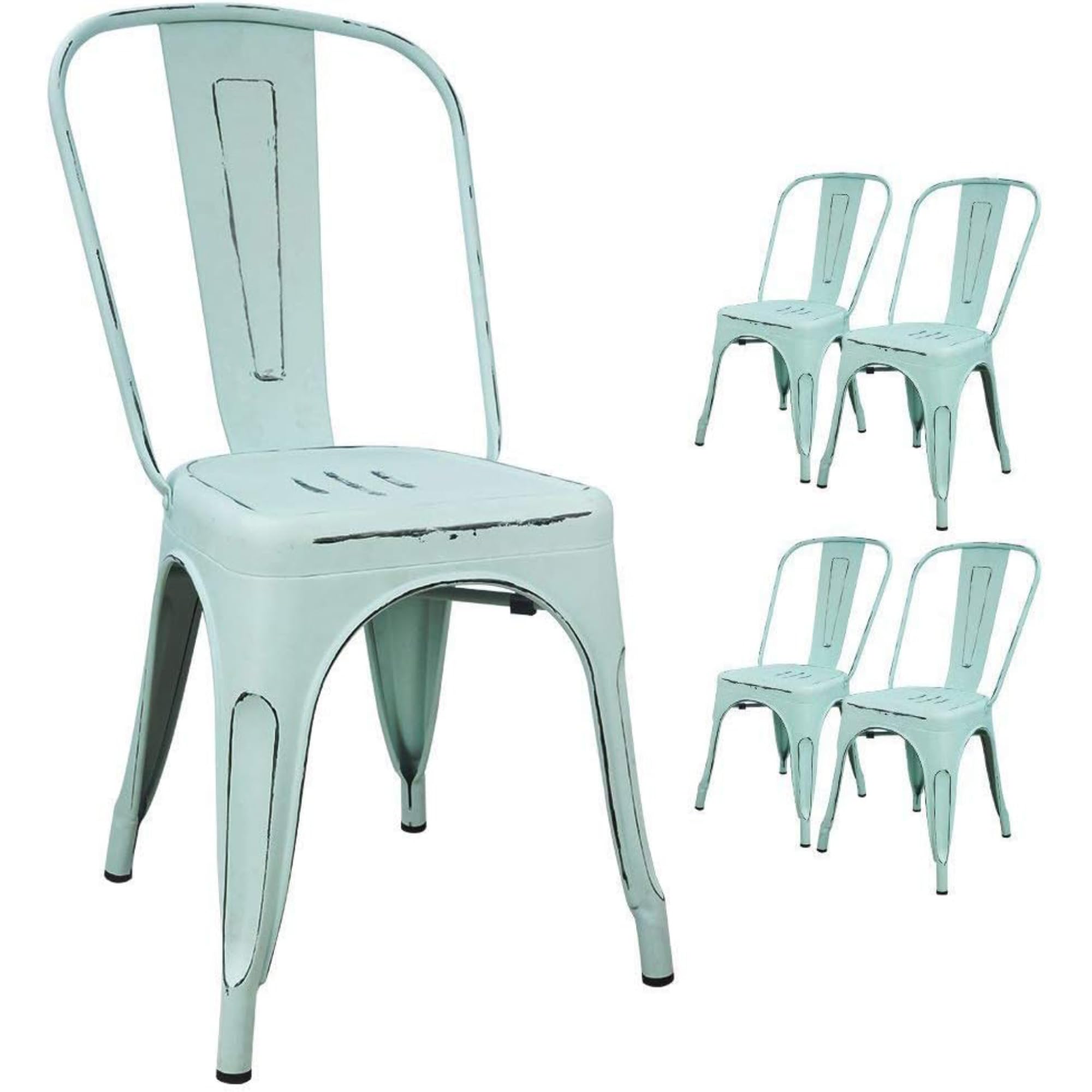 Devoko Distressed Metal Dining Chair (Set of 4)