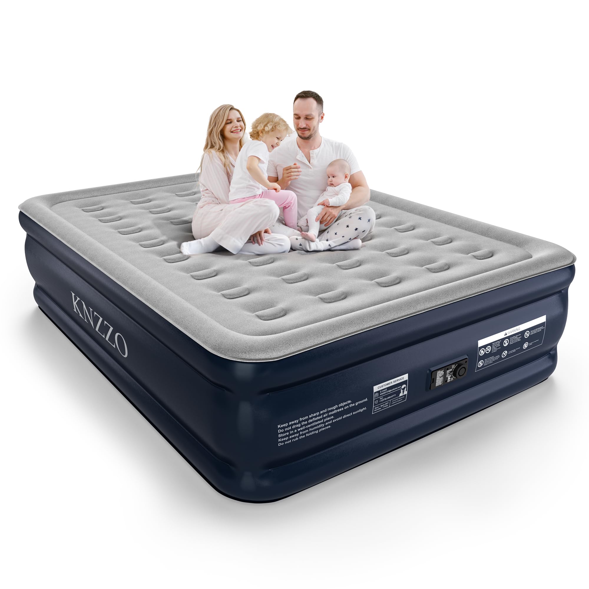 KNZZO 18" Queen Air Mattress with Independent Chambers