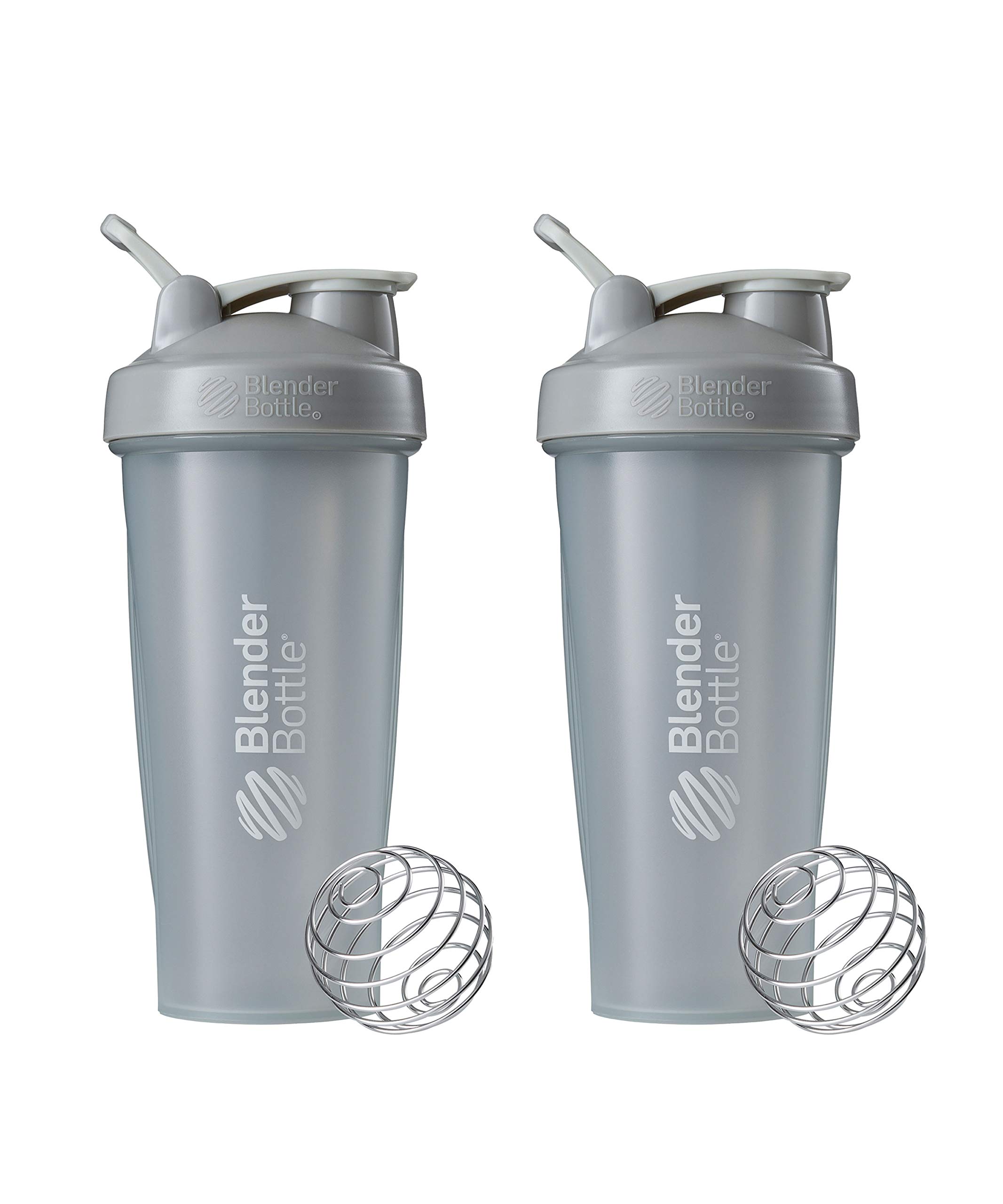 BlenderBottle Classic Shaker Bottle Perfect for Protein Shakes and Pre Workout, 28-Ounce (2 Pack), Pebble Grey