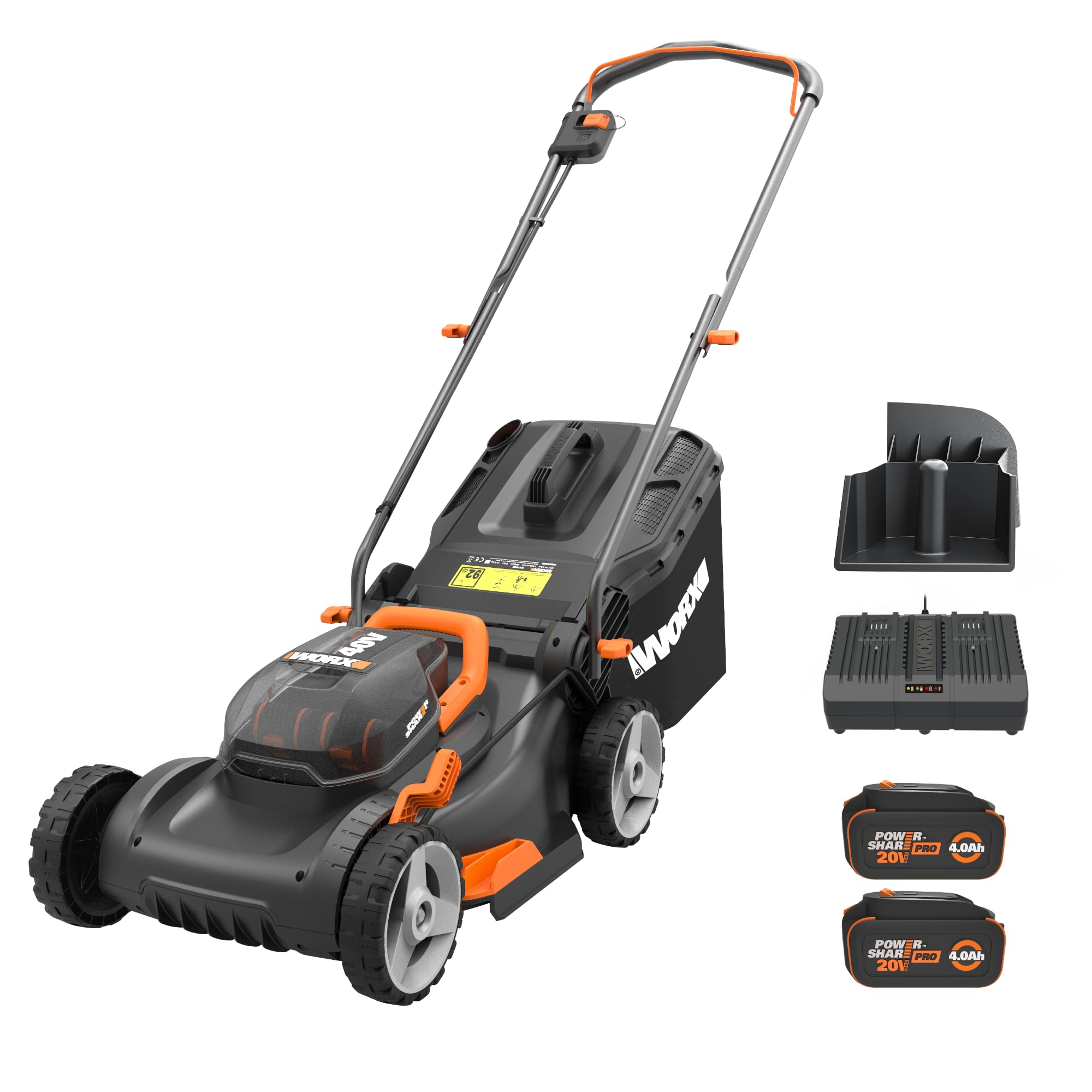 WORX 17" Cordless Lawn Mower (2) 4.0Ah Batteries Included, Intellicut