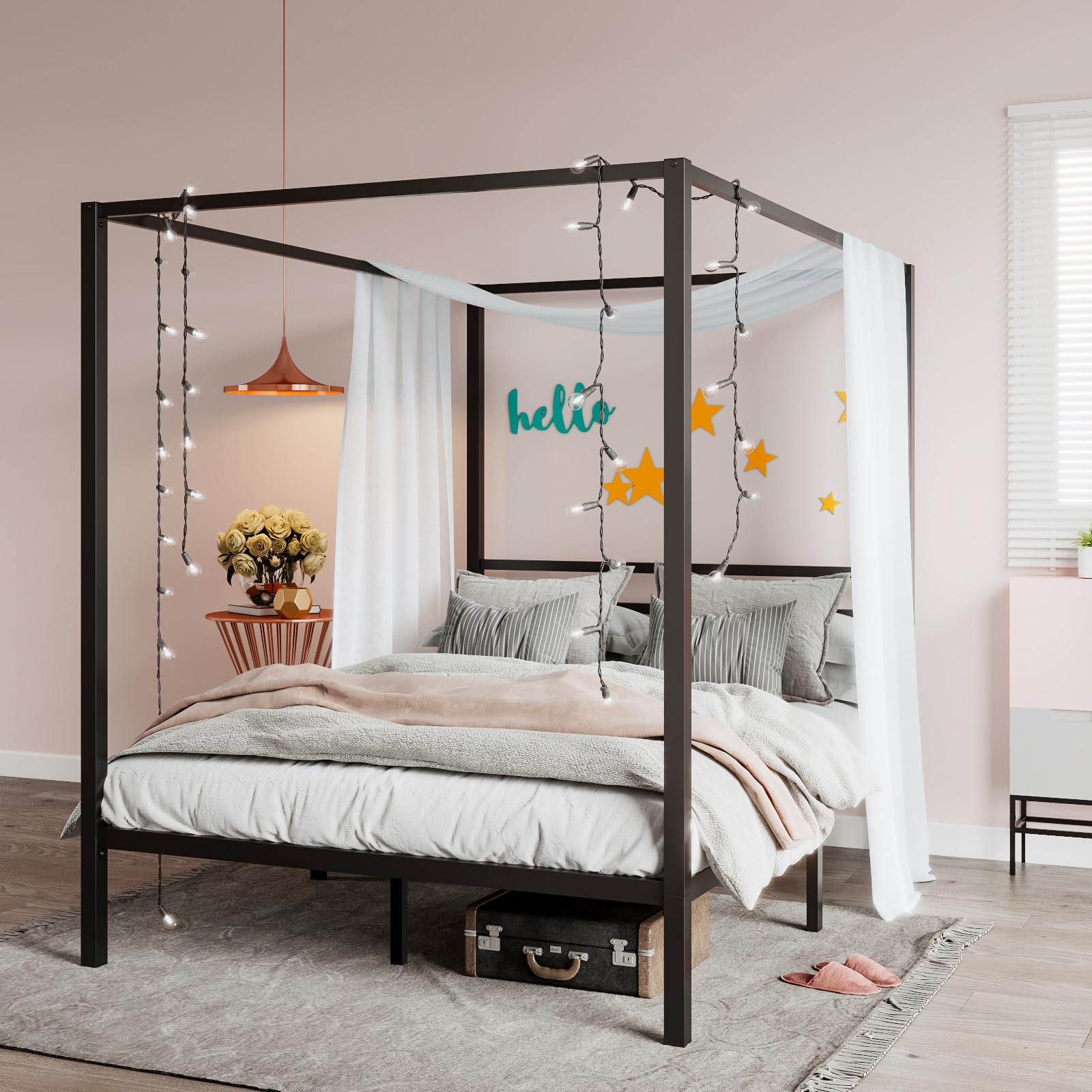 SHA CERLIN Canopy Metal Bed Frame