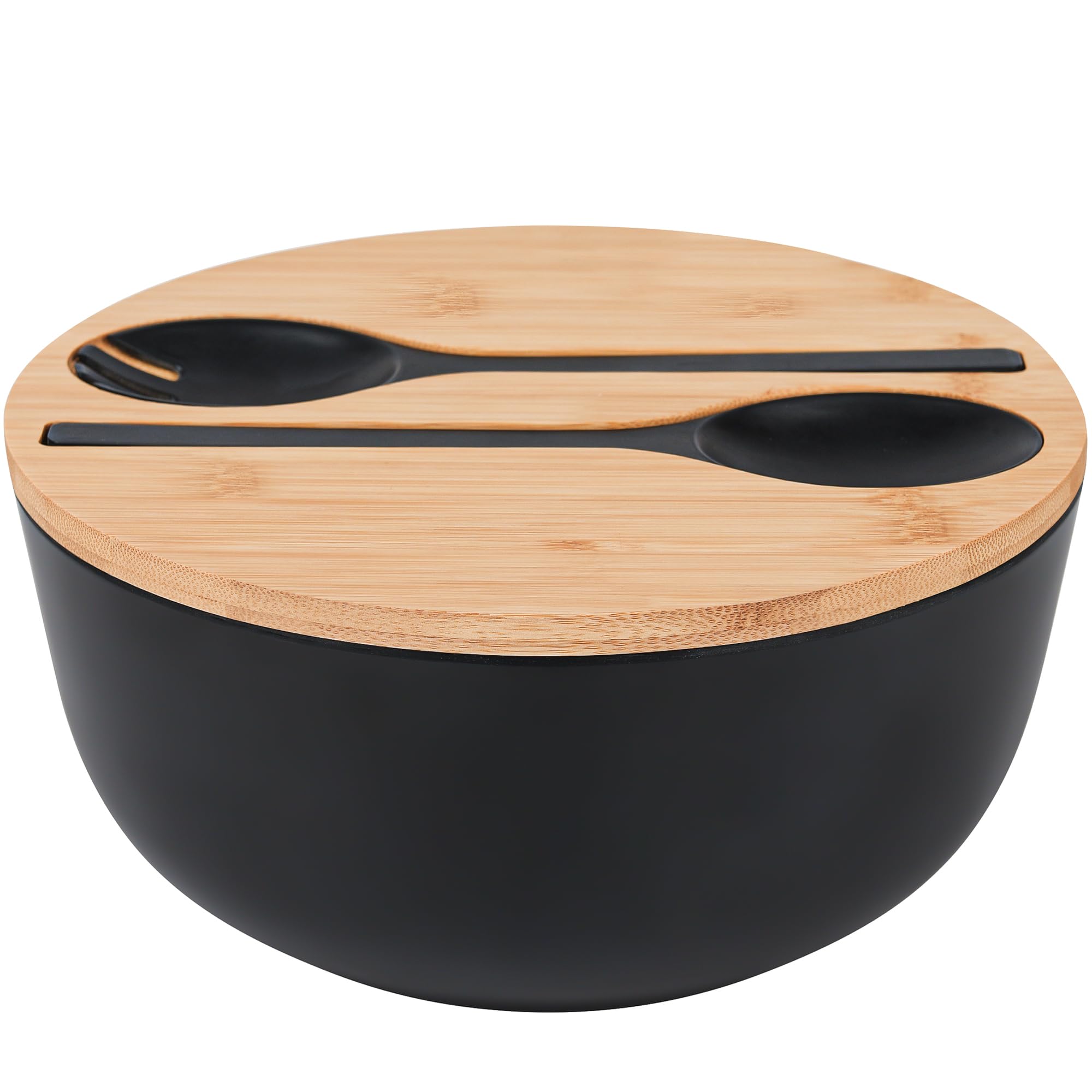 GEHE Bamboo Fiber Salad Bowl with Lid and Servers